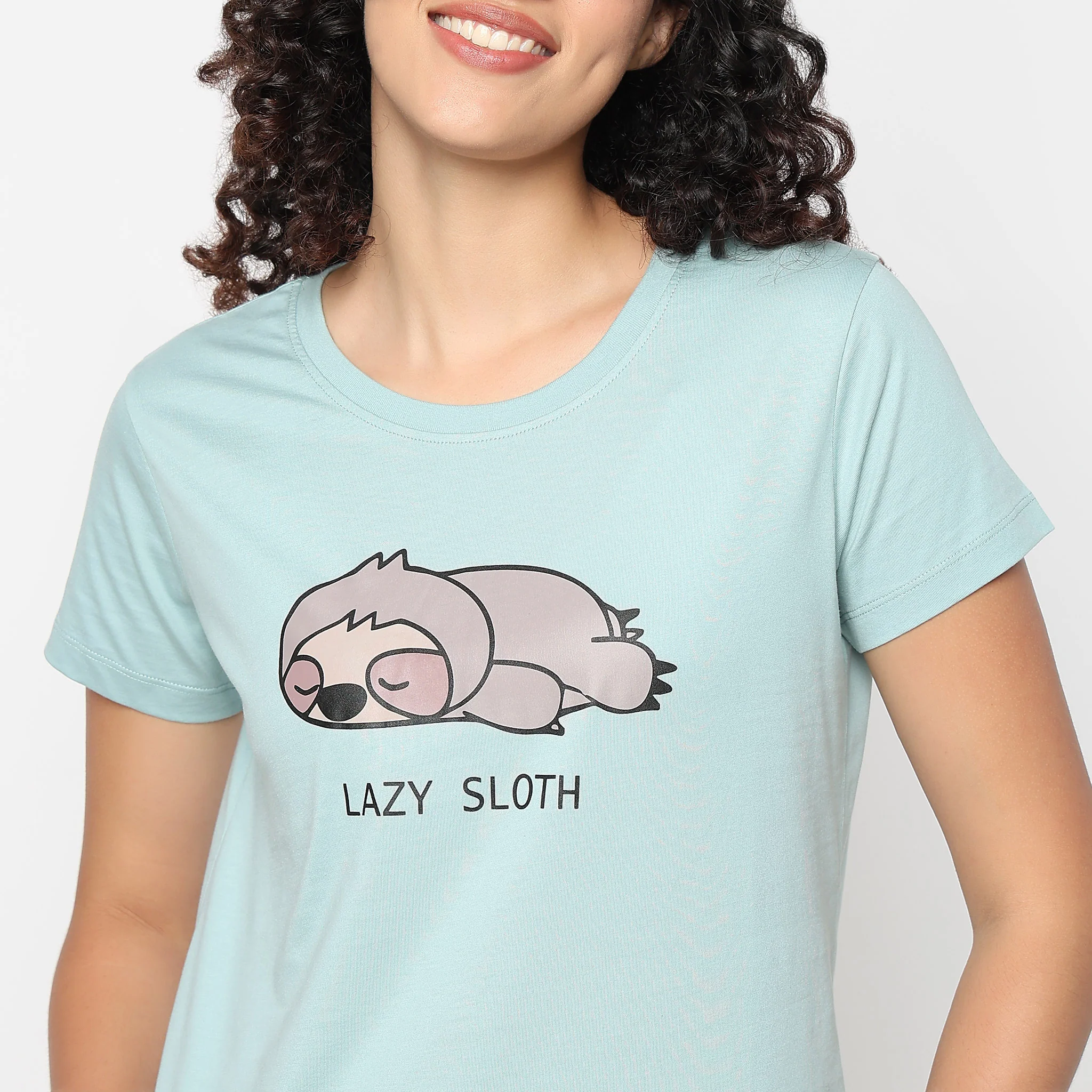 Animal Print Round Neck Loungewear T-Shirt - Image 9