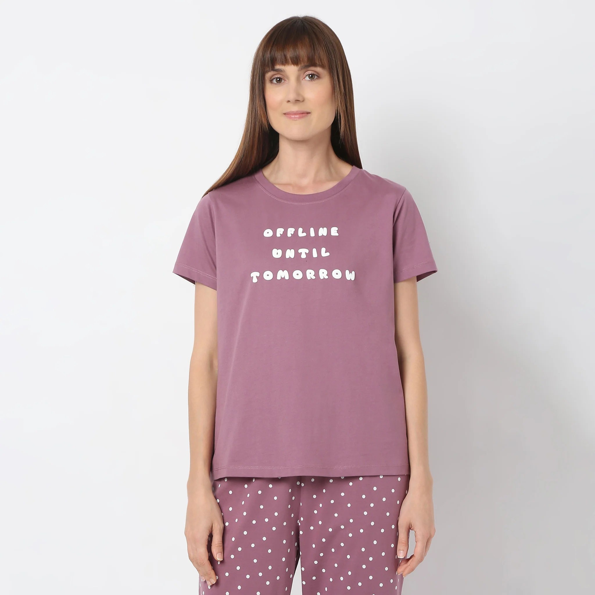 Crew Neck Short Sleeve Printed Lounge T-Shirt - Image 2