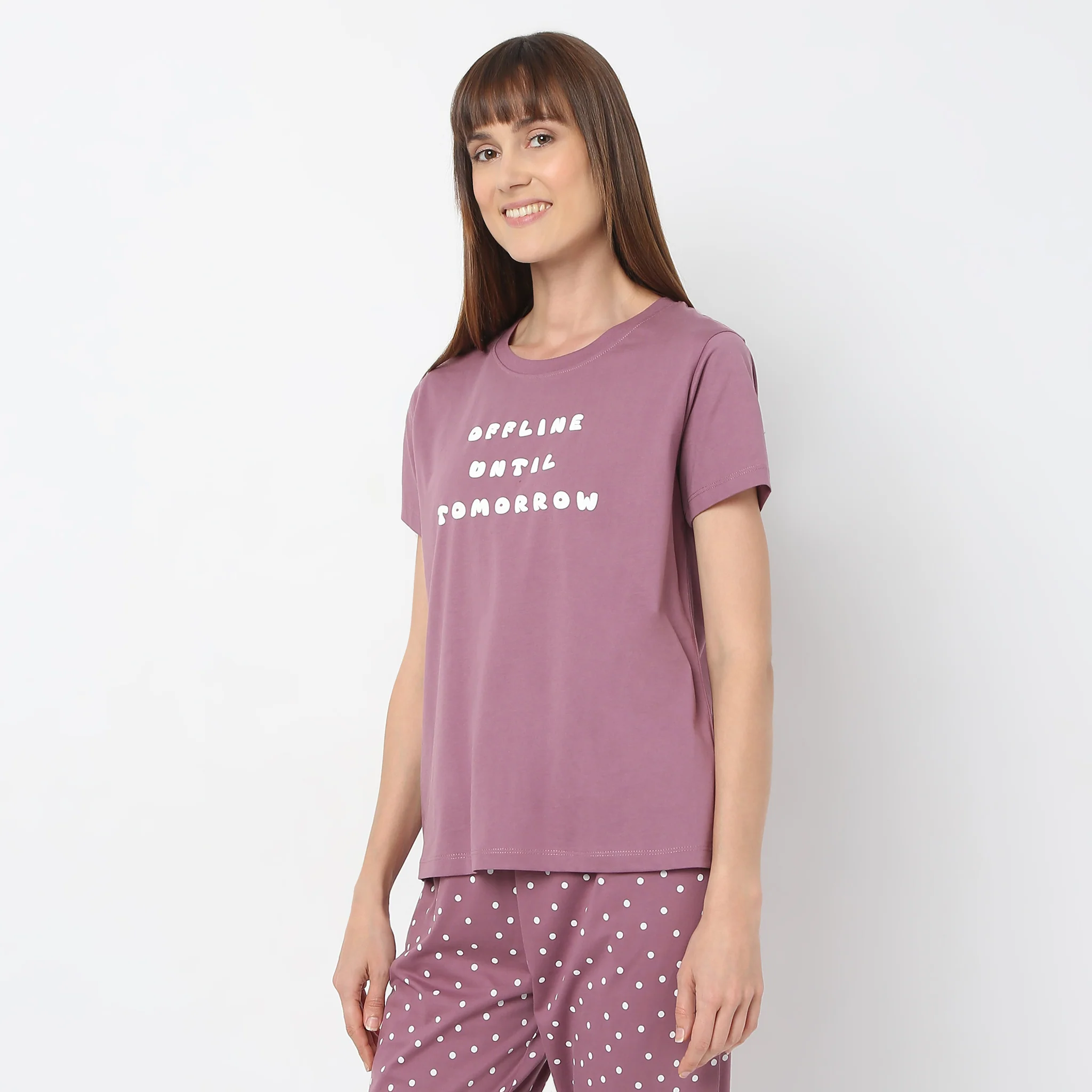 Crew Neck Short Sleeve Printed Lounge T-Shirt - Image 5