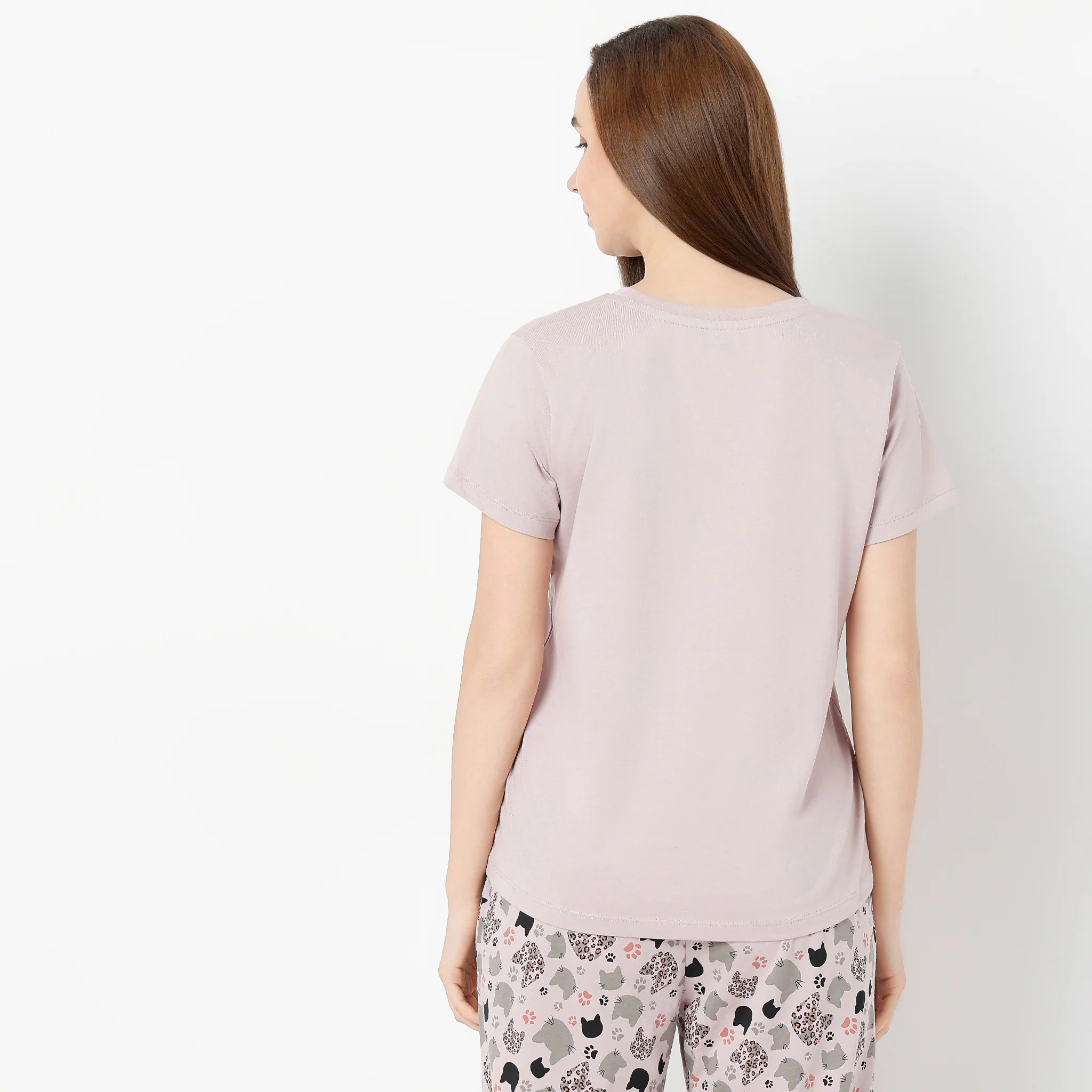 Crew Neck Short Sleeve Printed Lounge T-Shirt - Image 3