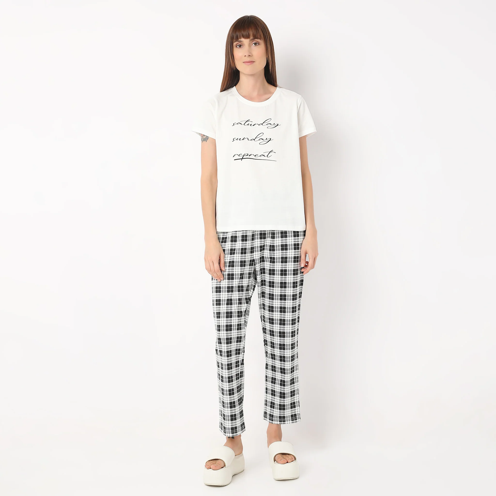 Crew Neck Short Sleeve Printed Lounge T-Shirt