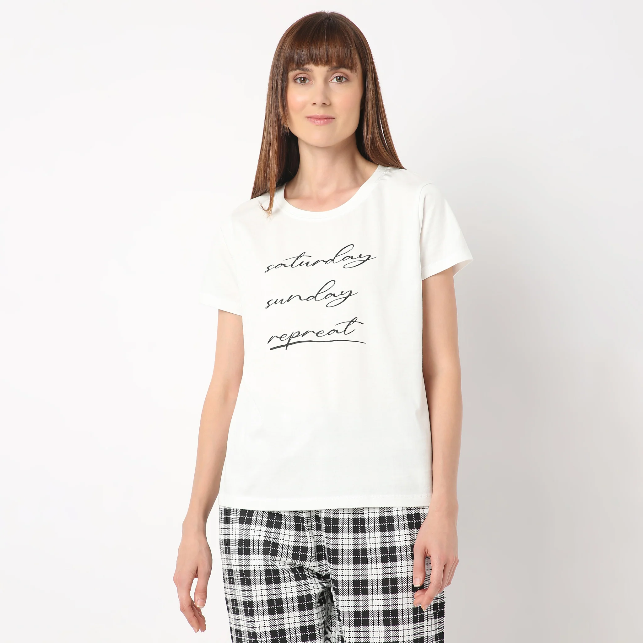Crew Neck Short Sleeve Printed Lounge T-Shirt - Image 2