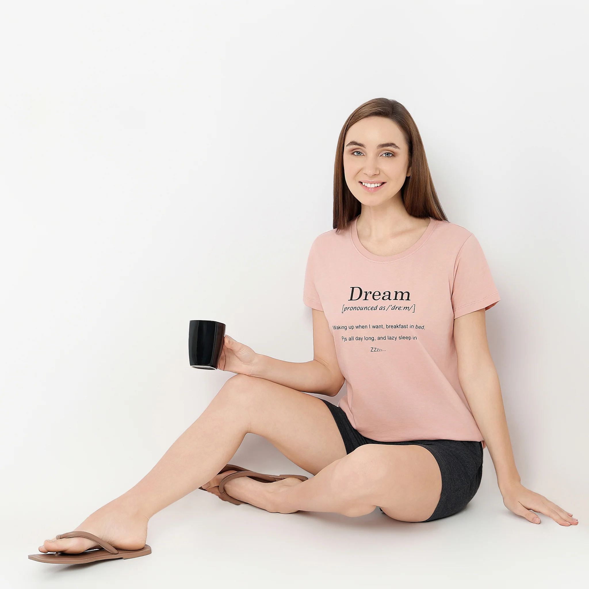 Crew Neck Short Sleeve Printed Lounge T-Shirt
