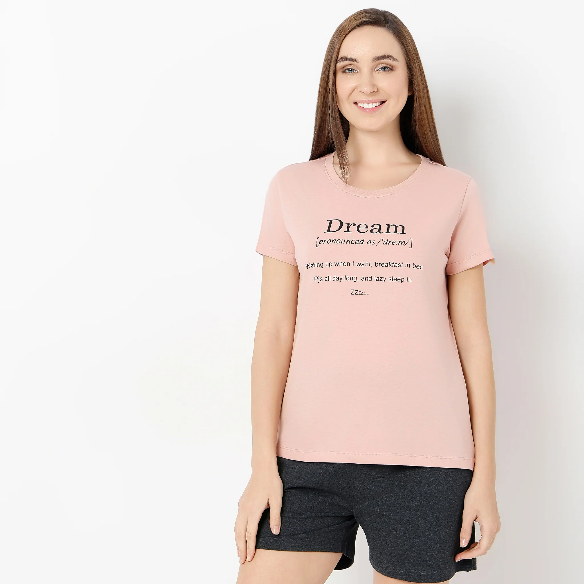 Crew Neck Short Sleeve Printed Lounge T-Shirt - Image 2