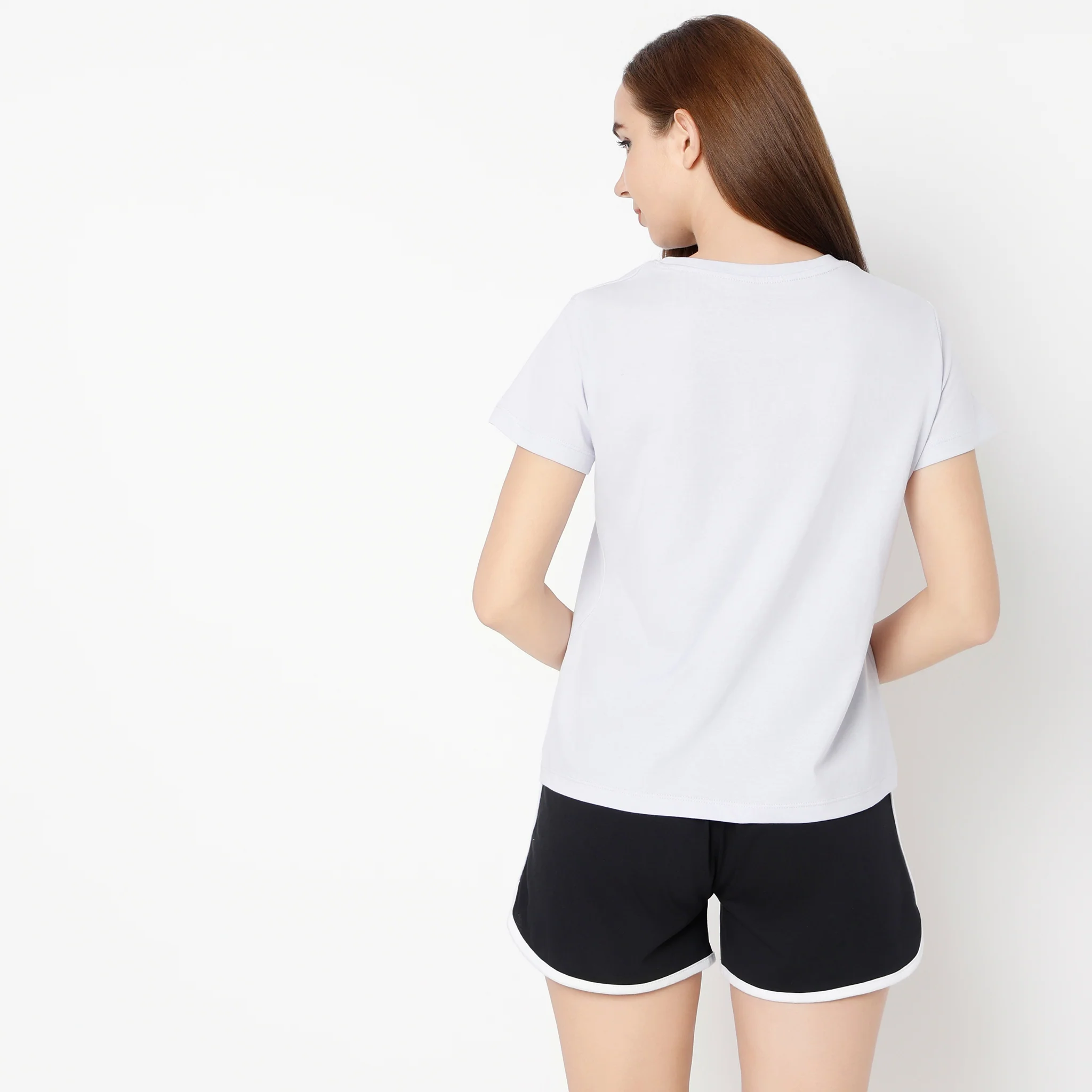 Crew Neck Short Sleeve Cotton Slogan Graphic Printed Lounge T-Shirt - Image 3