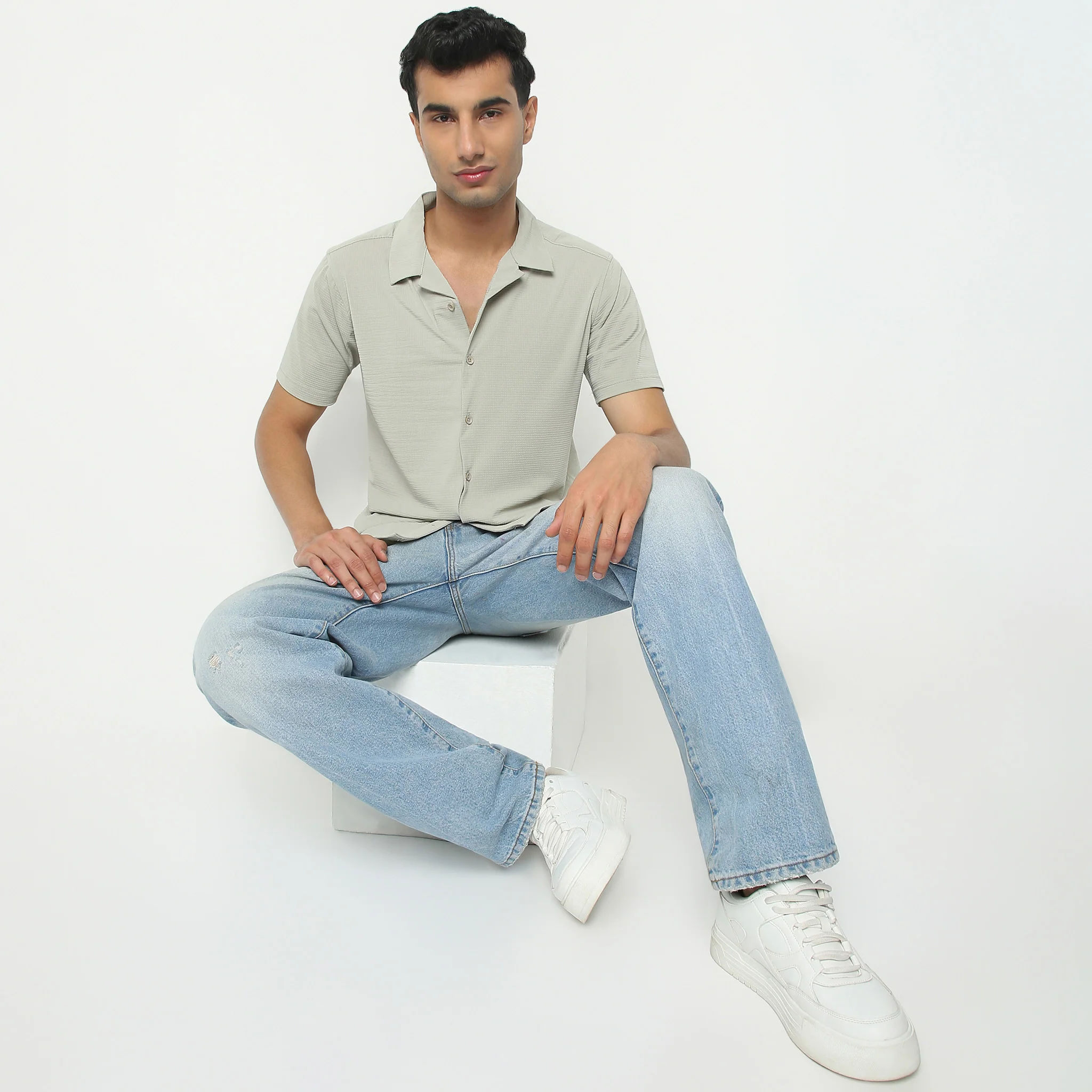 Camp Collar Half Sleeve Printed Bea Shirt
