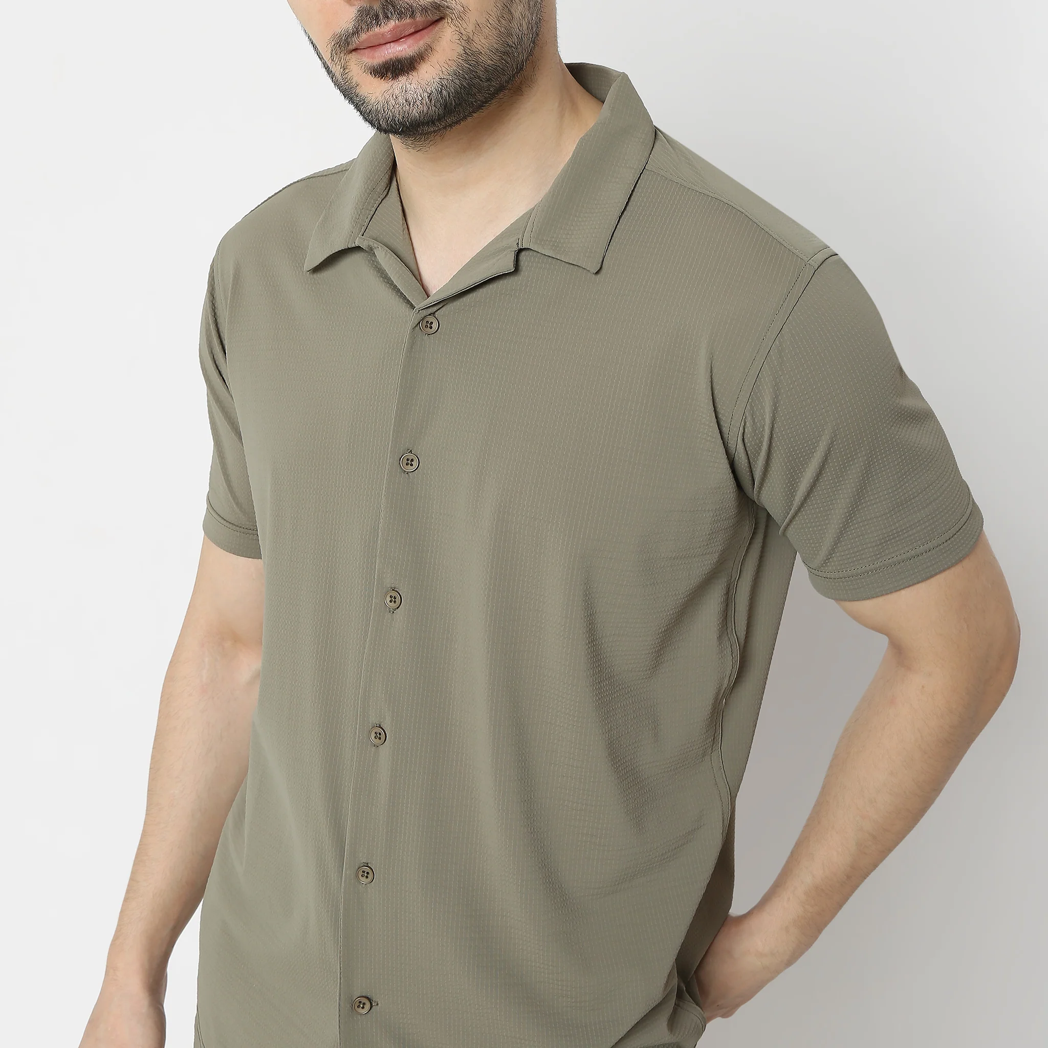 Camp Collar Half Sleeve Printed Bea Shirt - Image 14