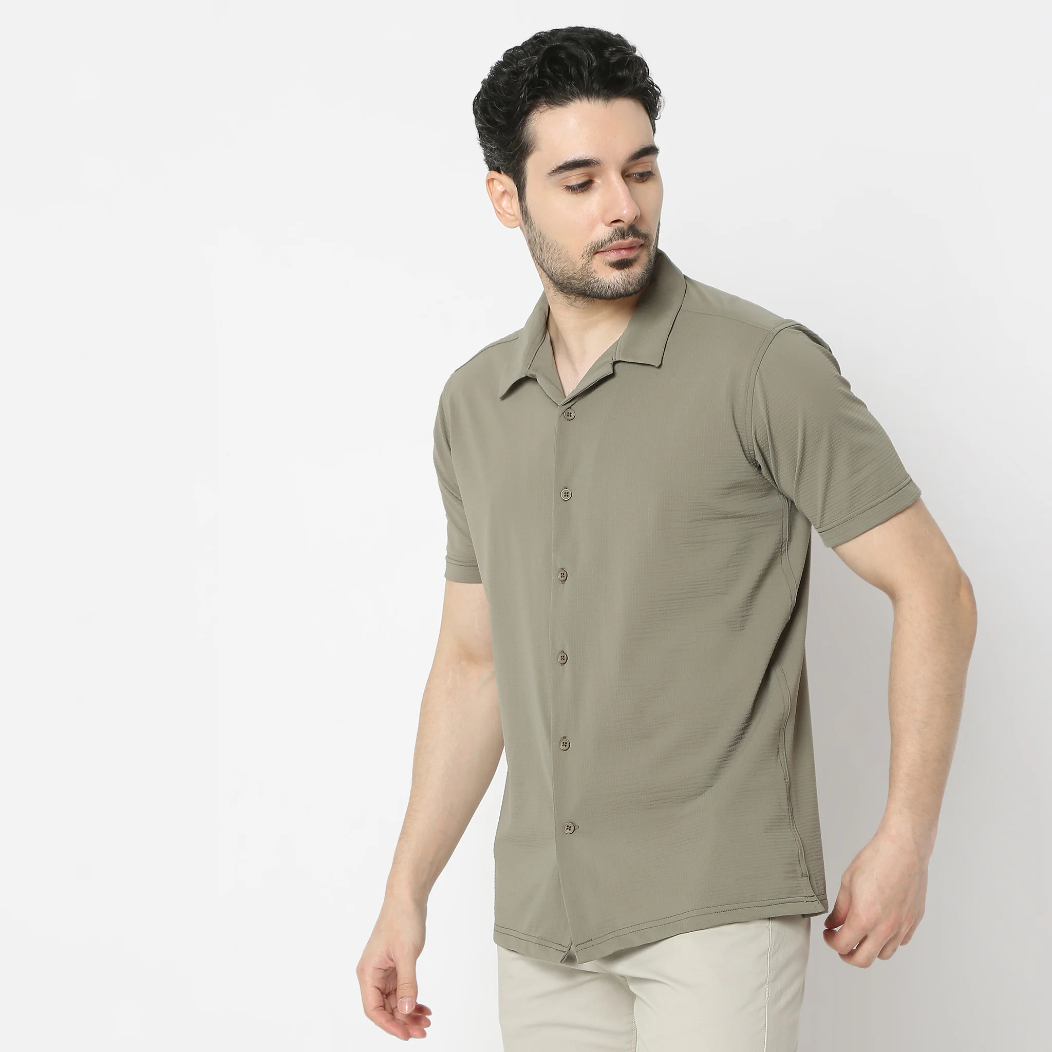 Camp Collar Half Sleeve Printed Bea Shirt - Image 15