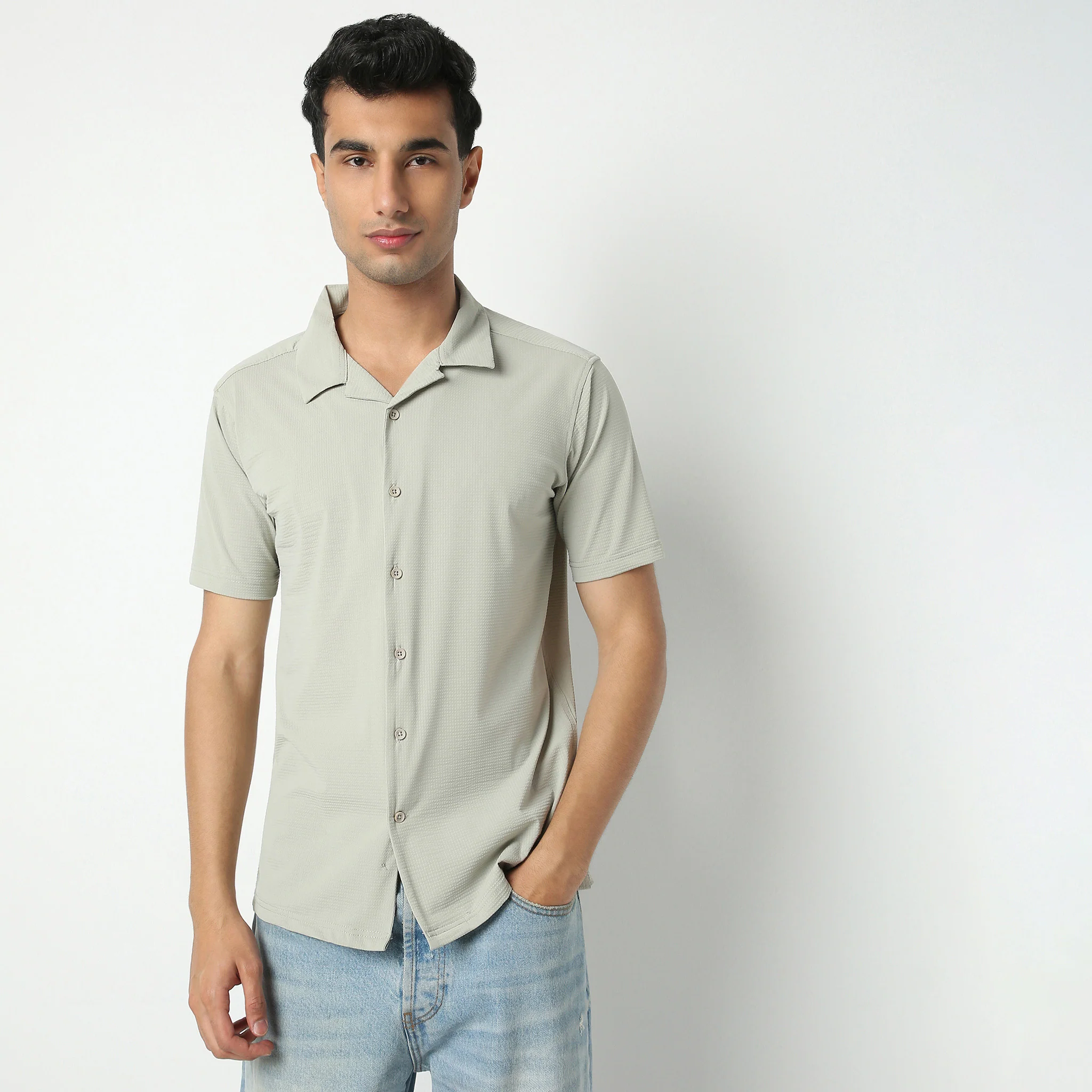 Camp Collar Half Sleeve Printed Bea Shirt - Image 2