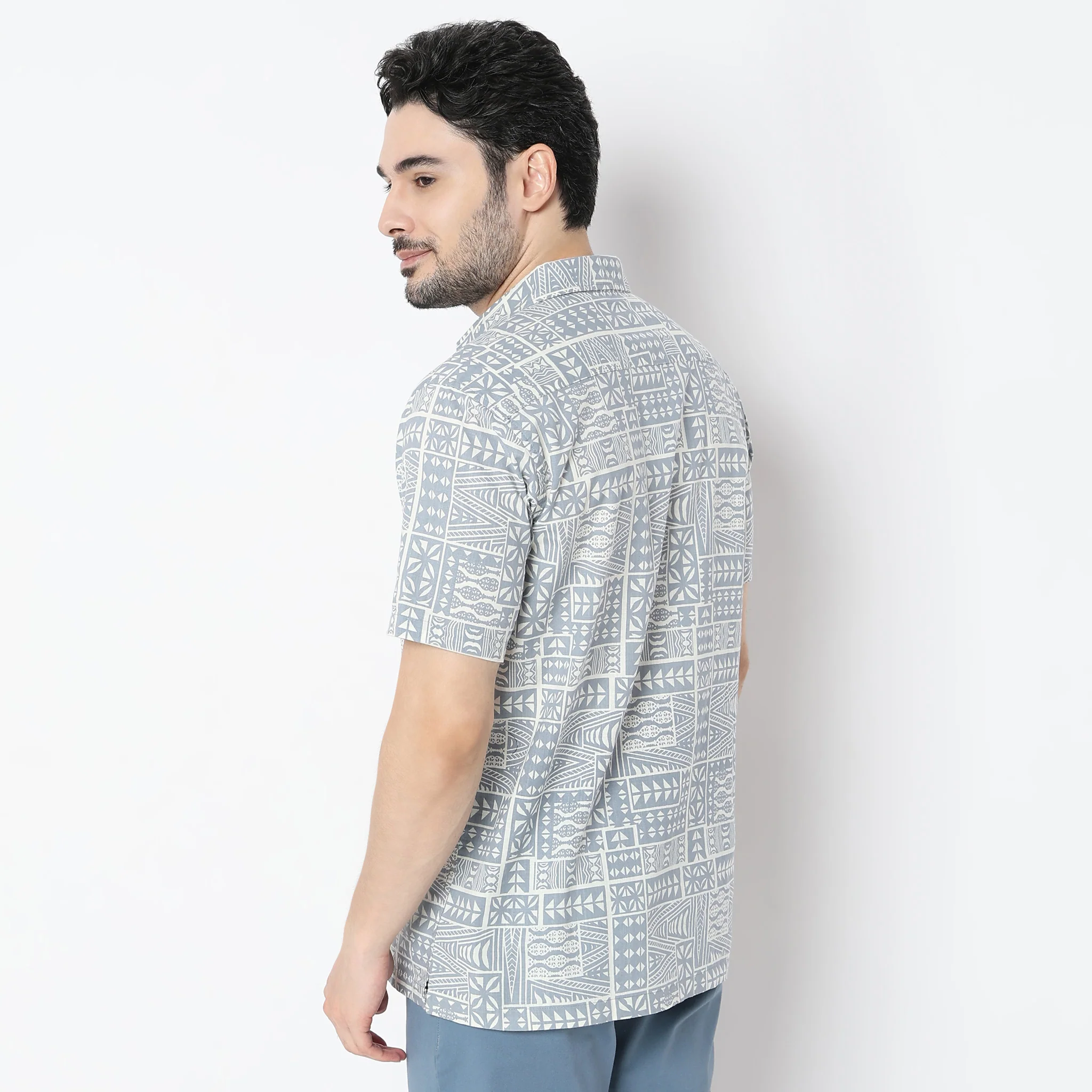 Artistryᵉˣ Printed Half Sleeve Collar Block Print Shirt - Image 3