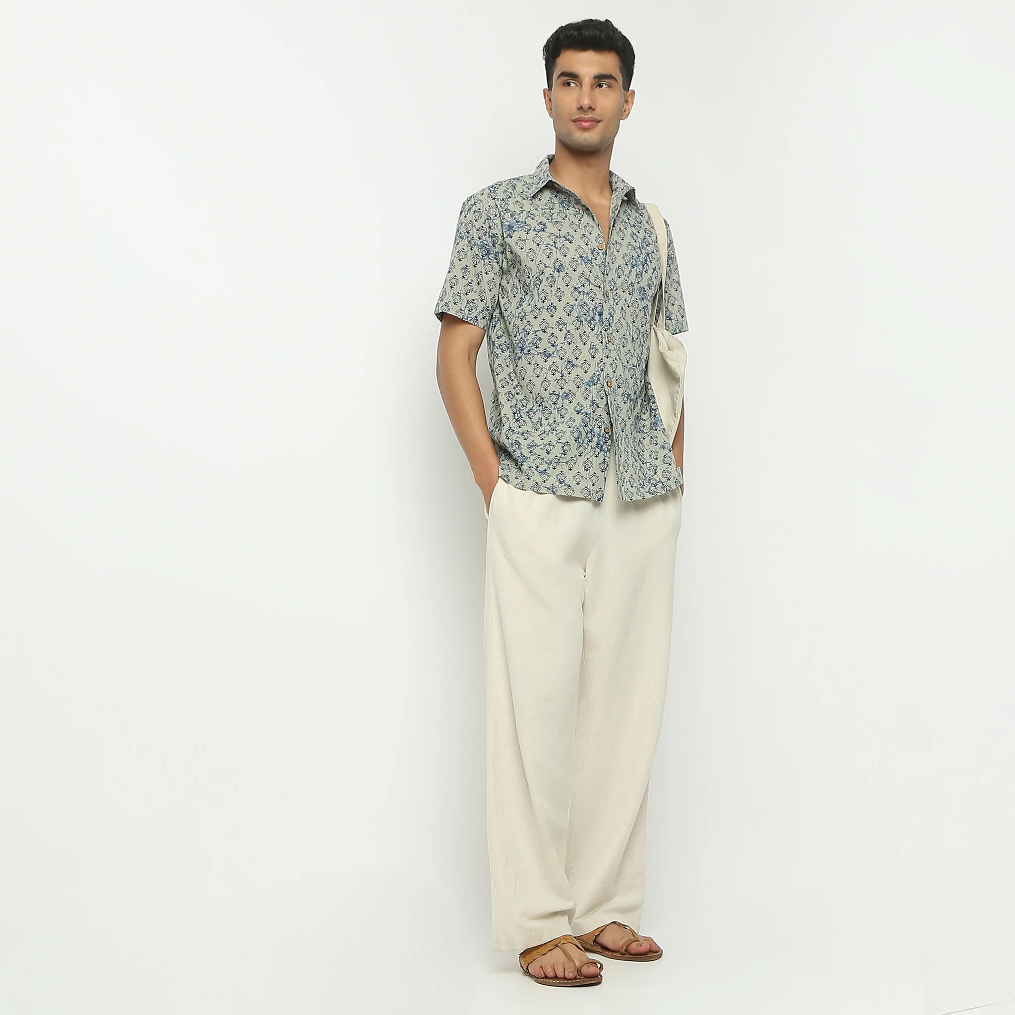 Shirt Collar Half Sleeve Short Length Block Print Shirt