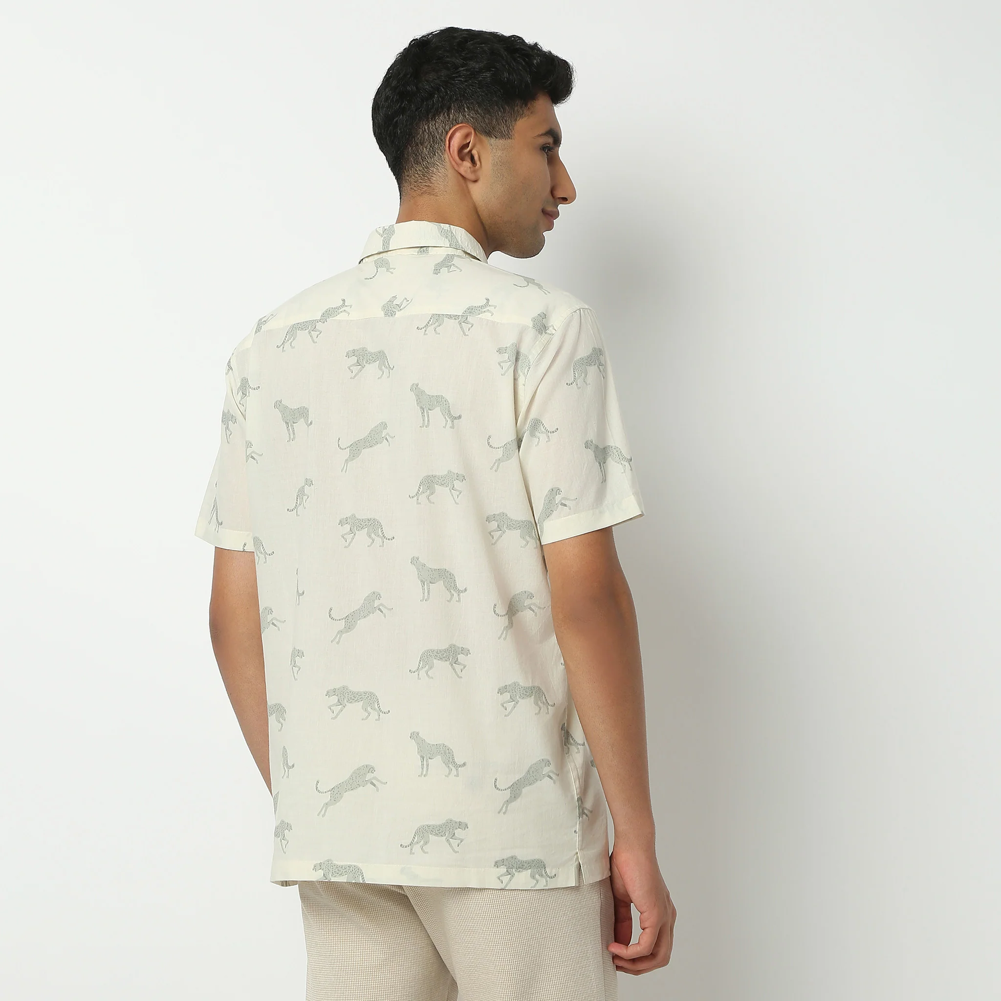 Shirt Collar Half Sleeve Short Length Block Print Shirt - Image 3