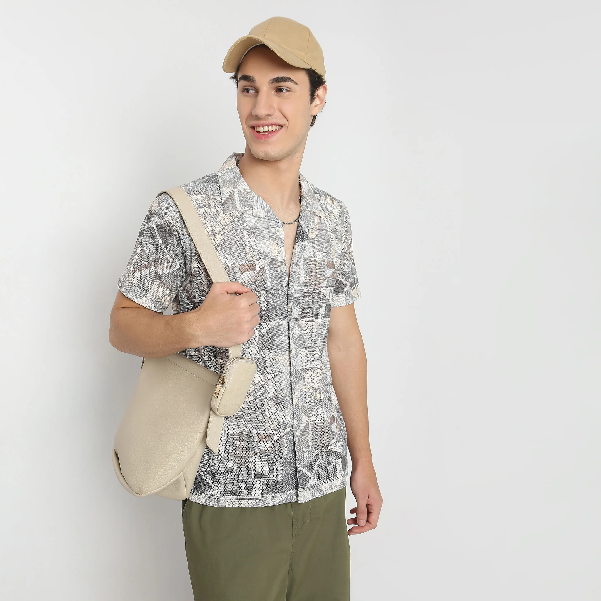 Printed Camp Collar Half Sleeve Edgy Aesthetic Retreat Shirt