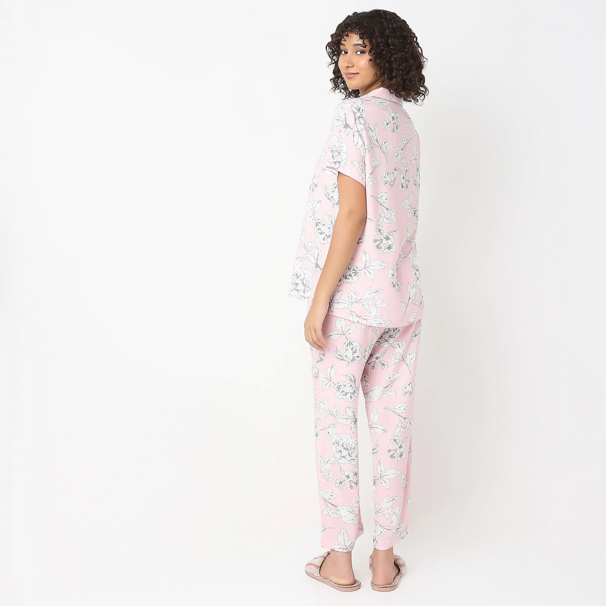 Woven Printed Shirt With Pyjama Sleepwear Set - Image 3