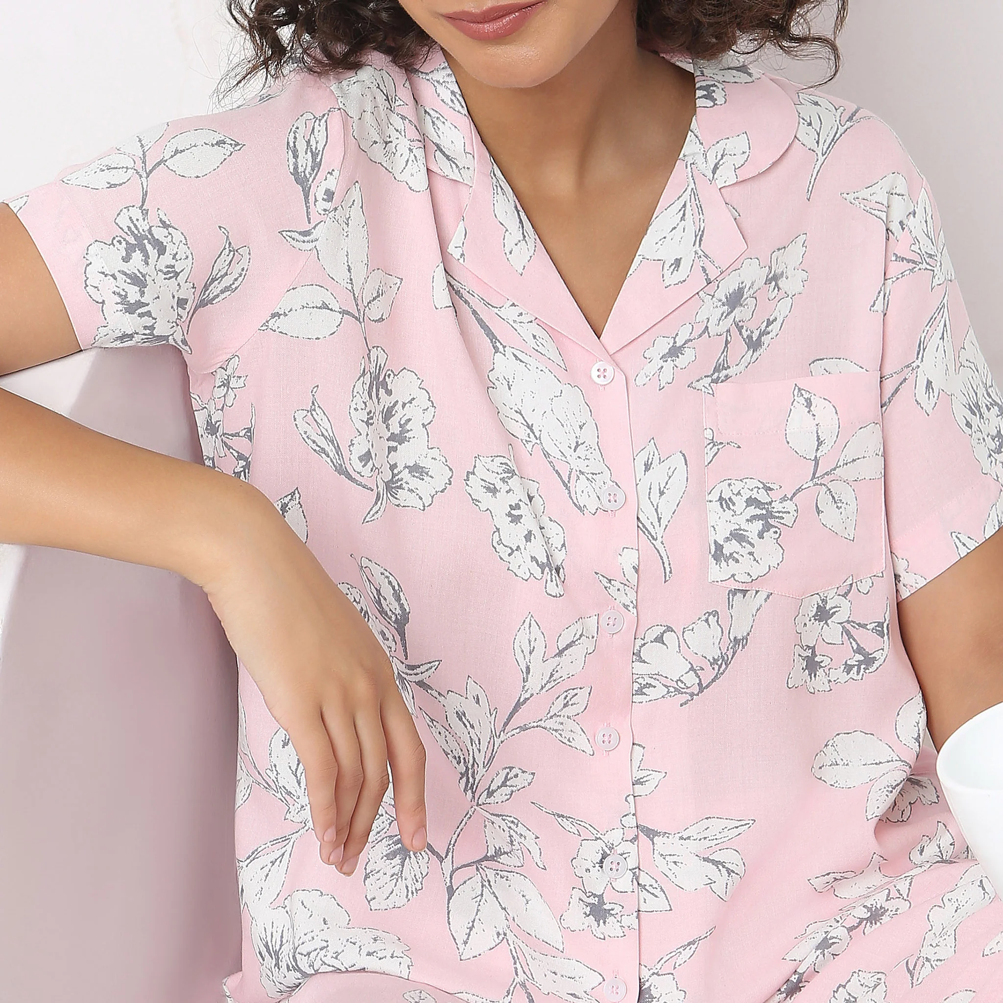 Woven Printed Shirt With Pyjama Sleepwear Set - Image 4
