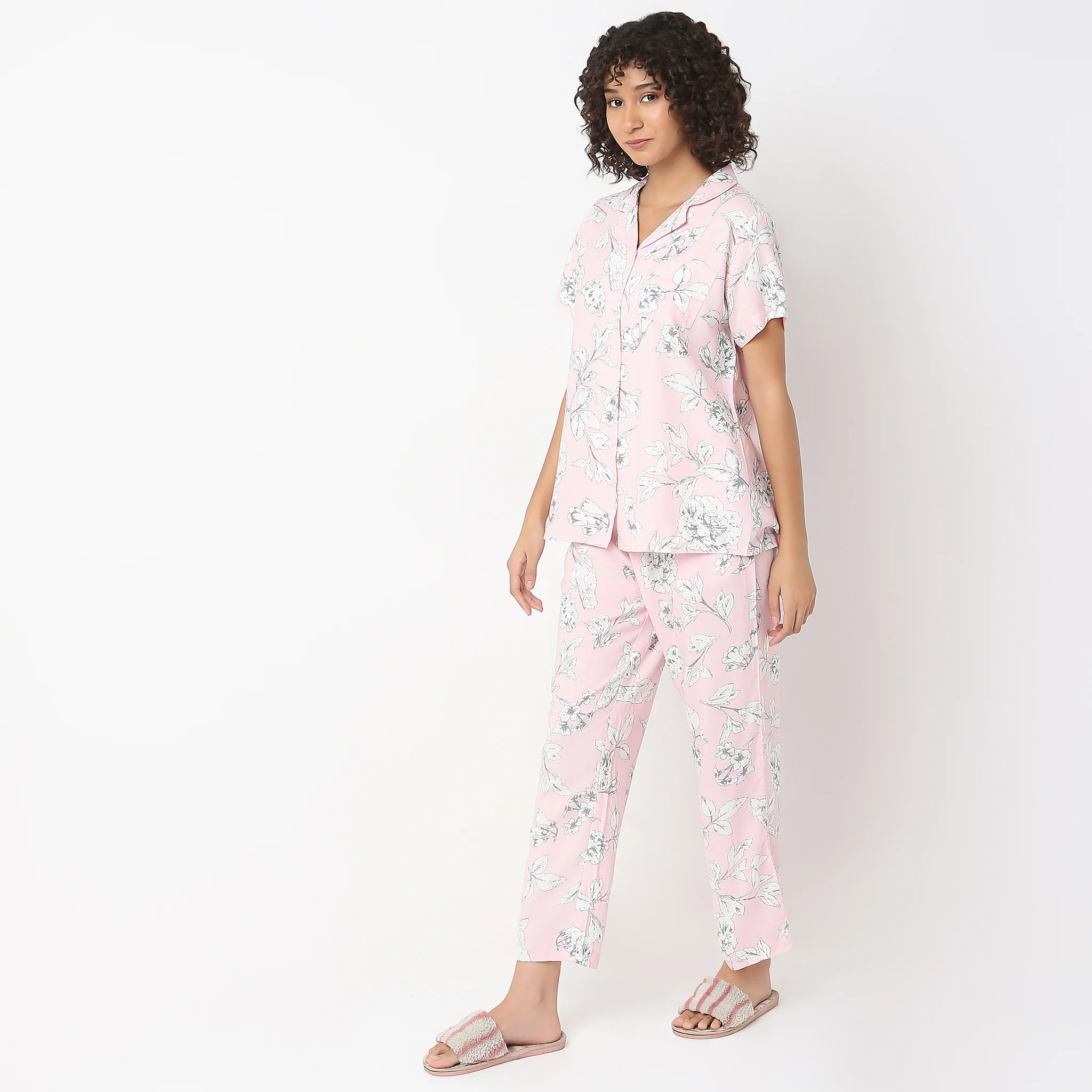 Woven Printed Shirt With Pyjama Sleepwear Set - Image 5