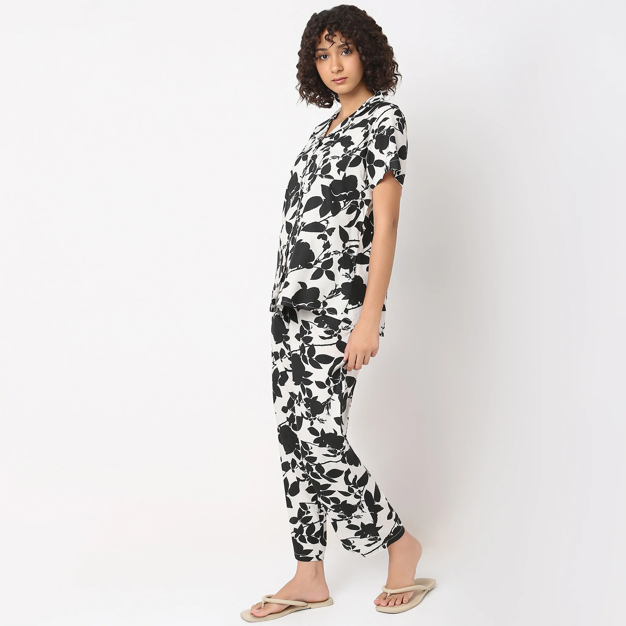 Woven Printed Shirt With Pyjama Sleepwear Set - Image 5