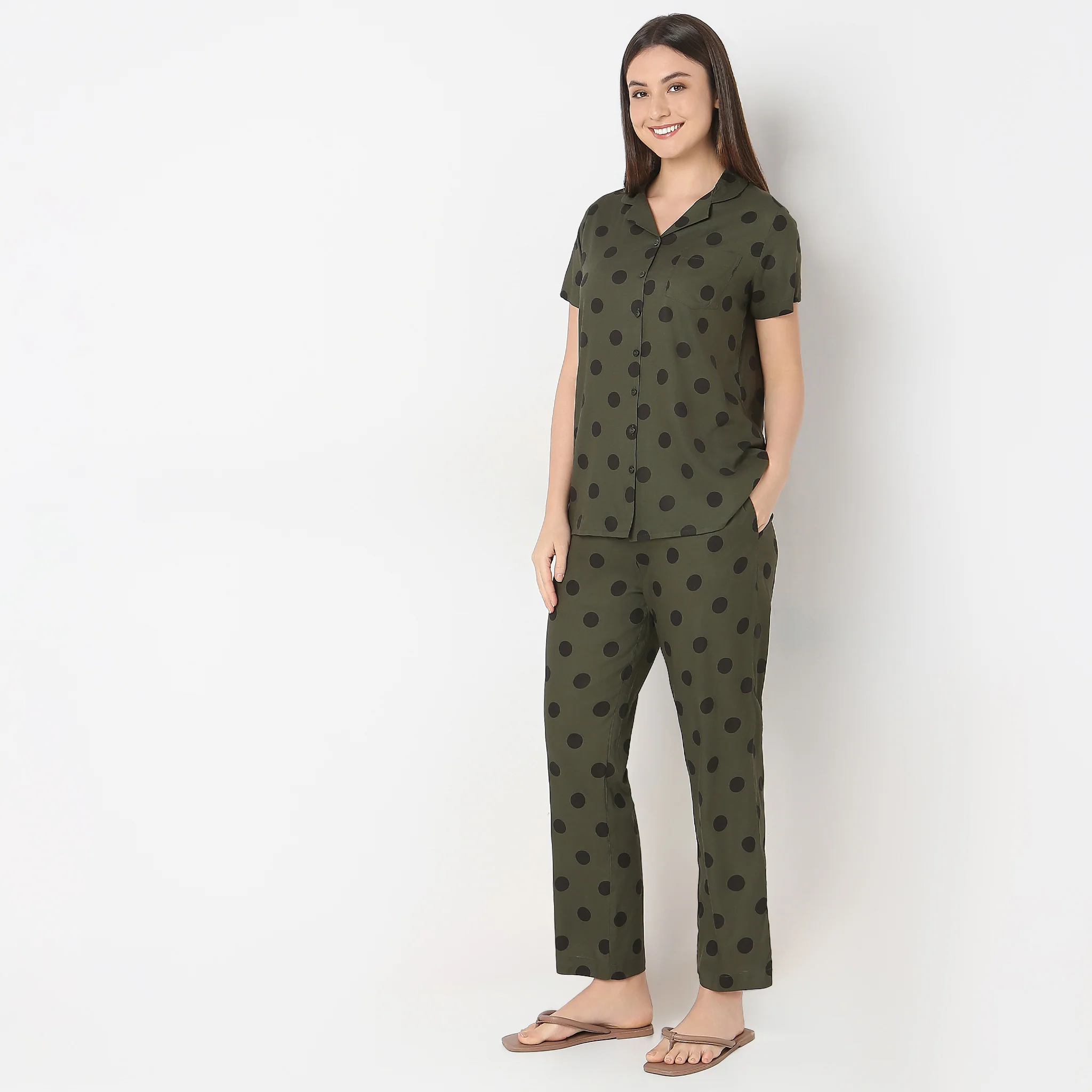 Woven Printed Shirt With Pyjama Sleepwear Set - Image 5