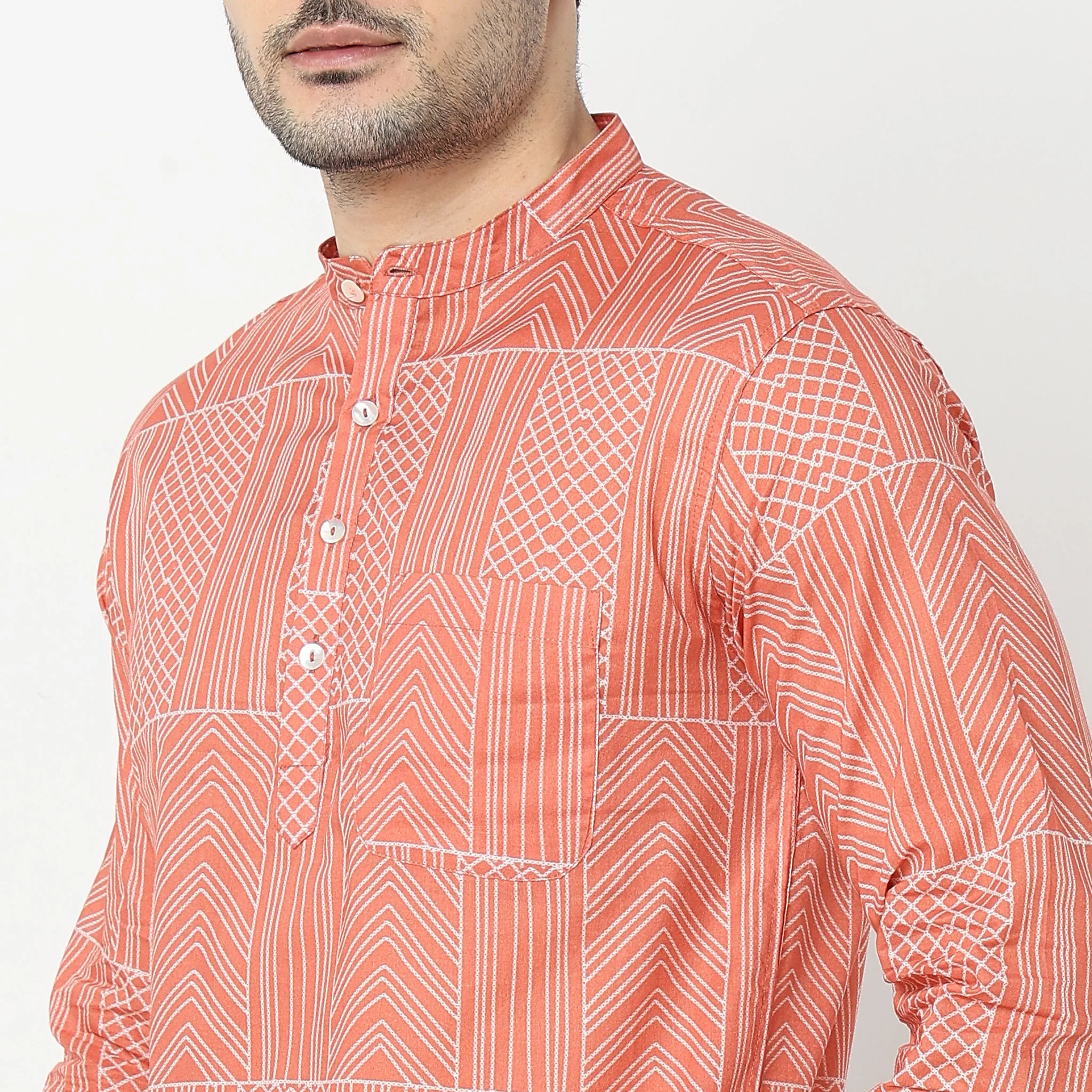 Regular Fit Printed Short Kurta - Image 4