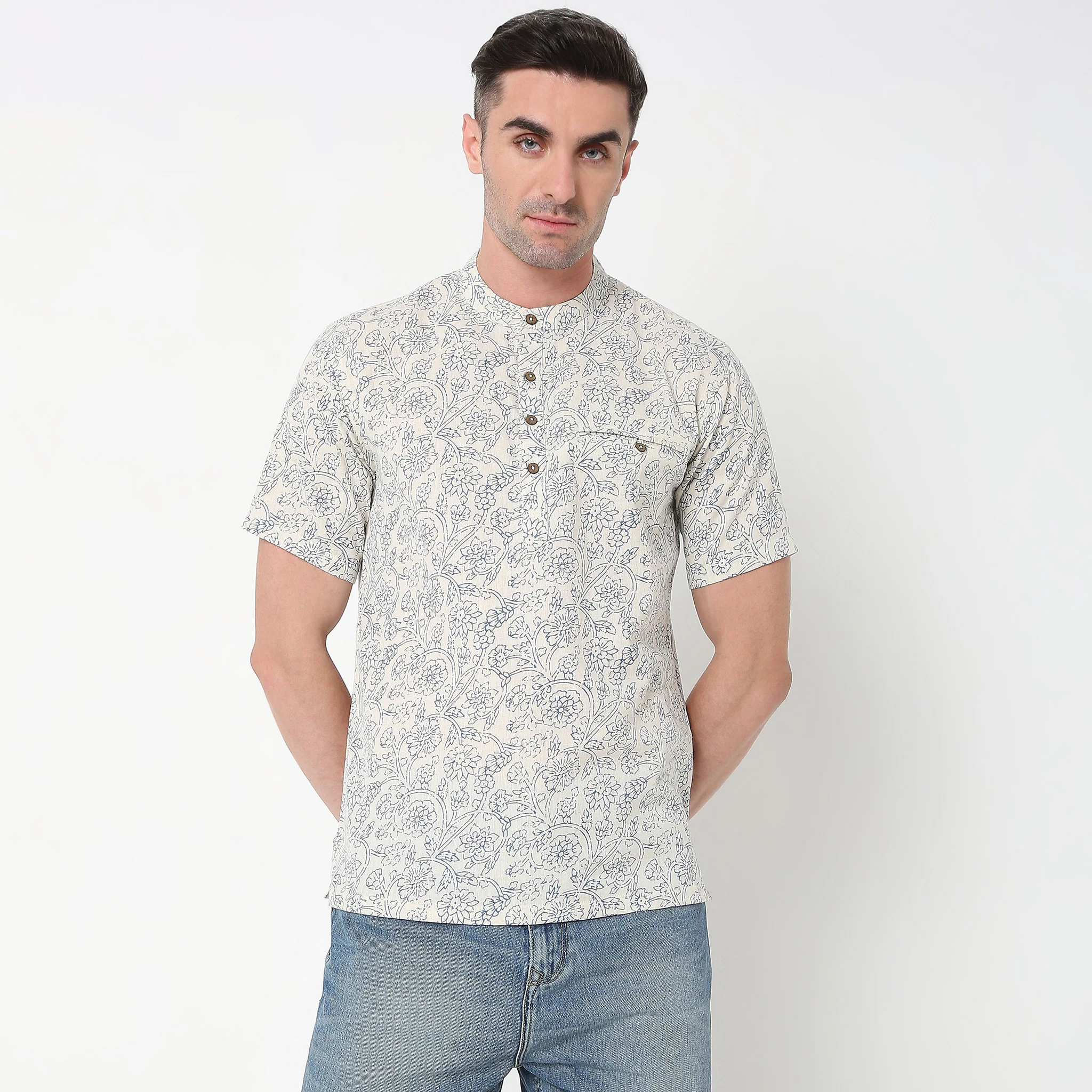 Regular Fit Printed Short Kurta - Image 2