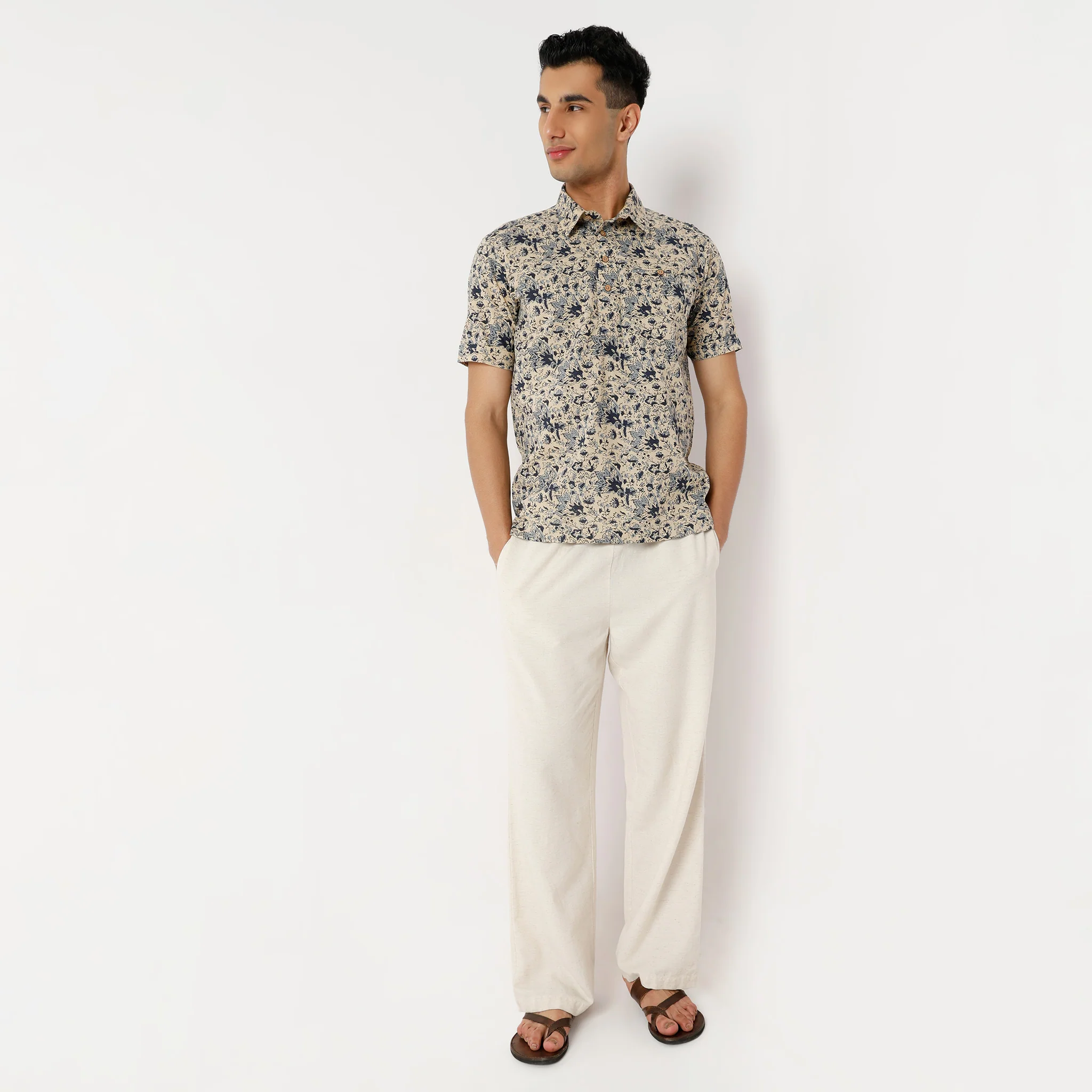 Shirt Collar Half Sleeve Block Print Shirt