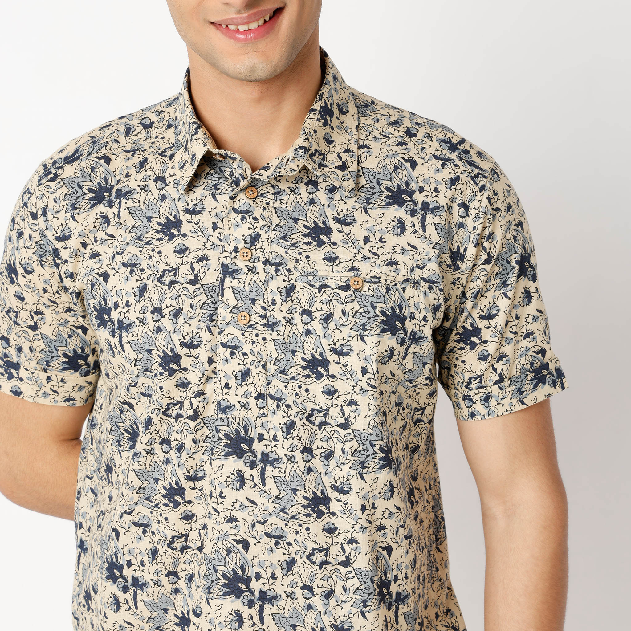 Shirt Collar Half Sleeve Block Print Shirt - Image 4