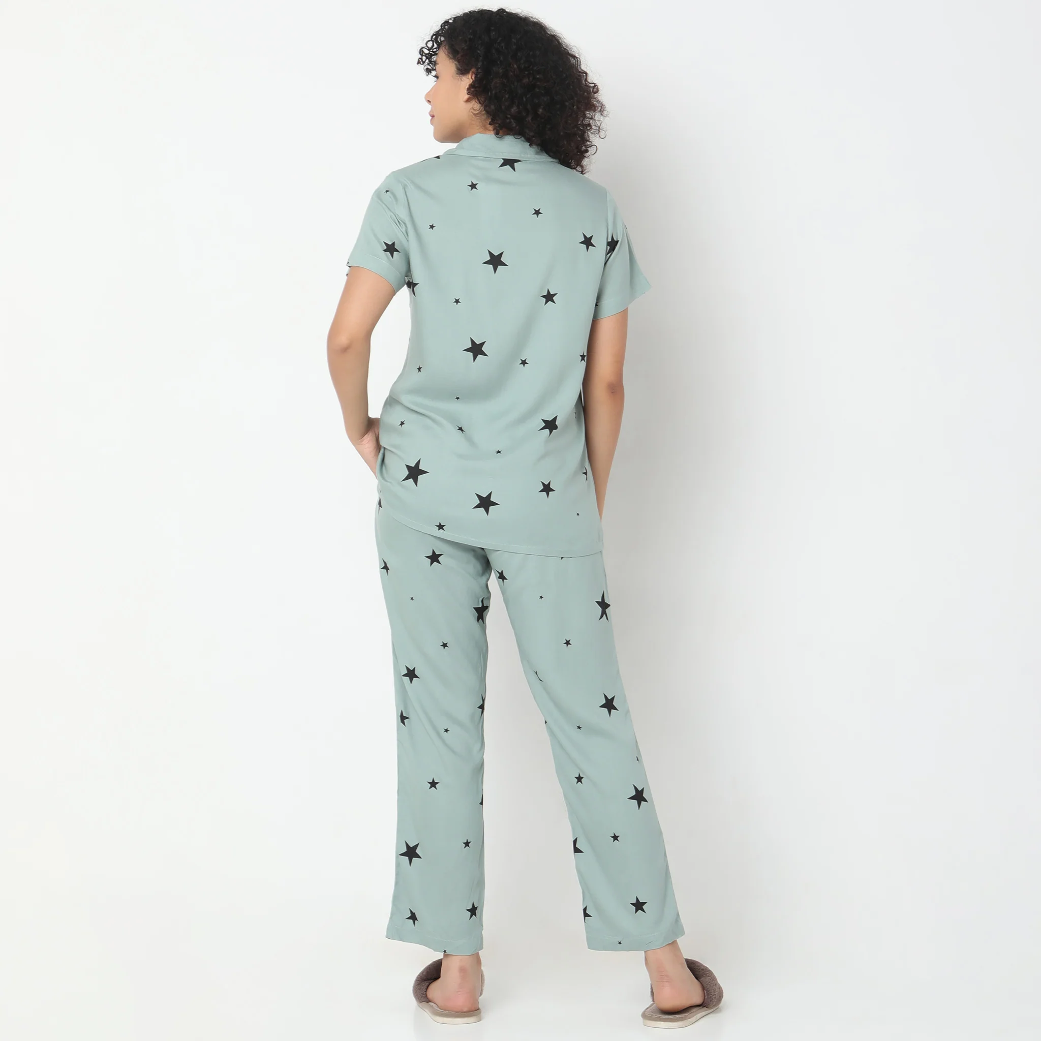 Woven Printed T-Shirt With Pyjama Sleepwear Set - Image 3