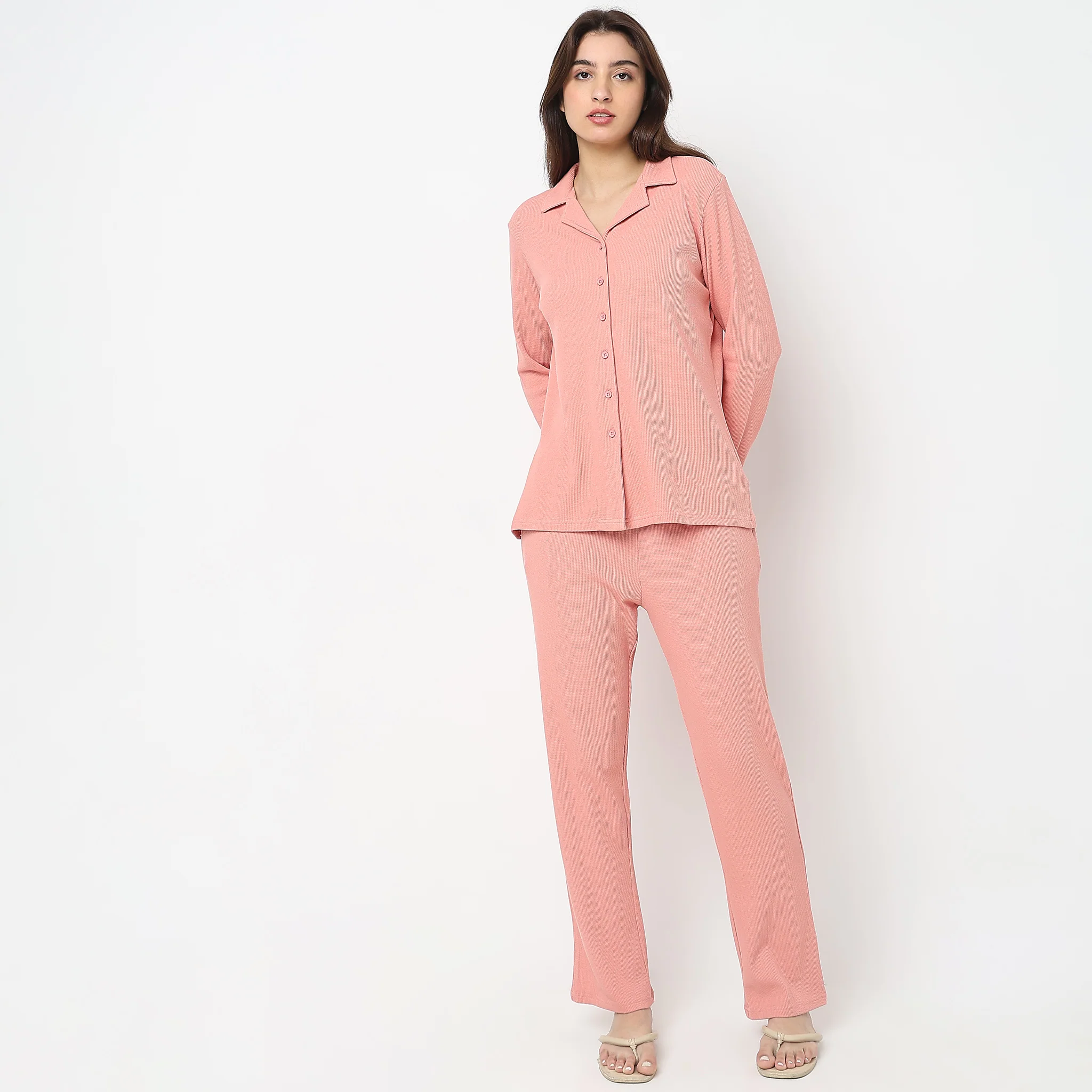 Knitted Printed T-Shirt With Pyjama Sleepwear Set - Image 2
