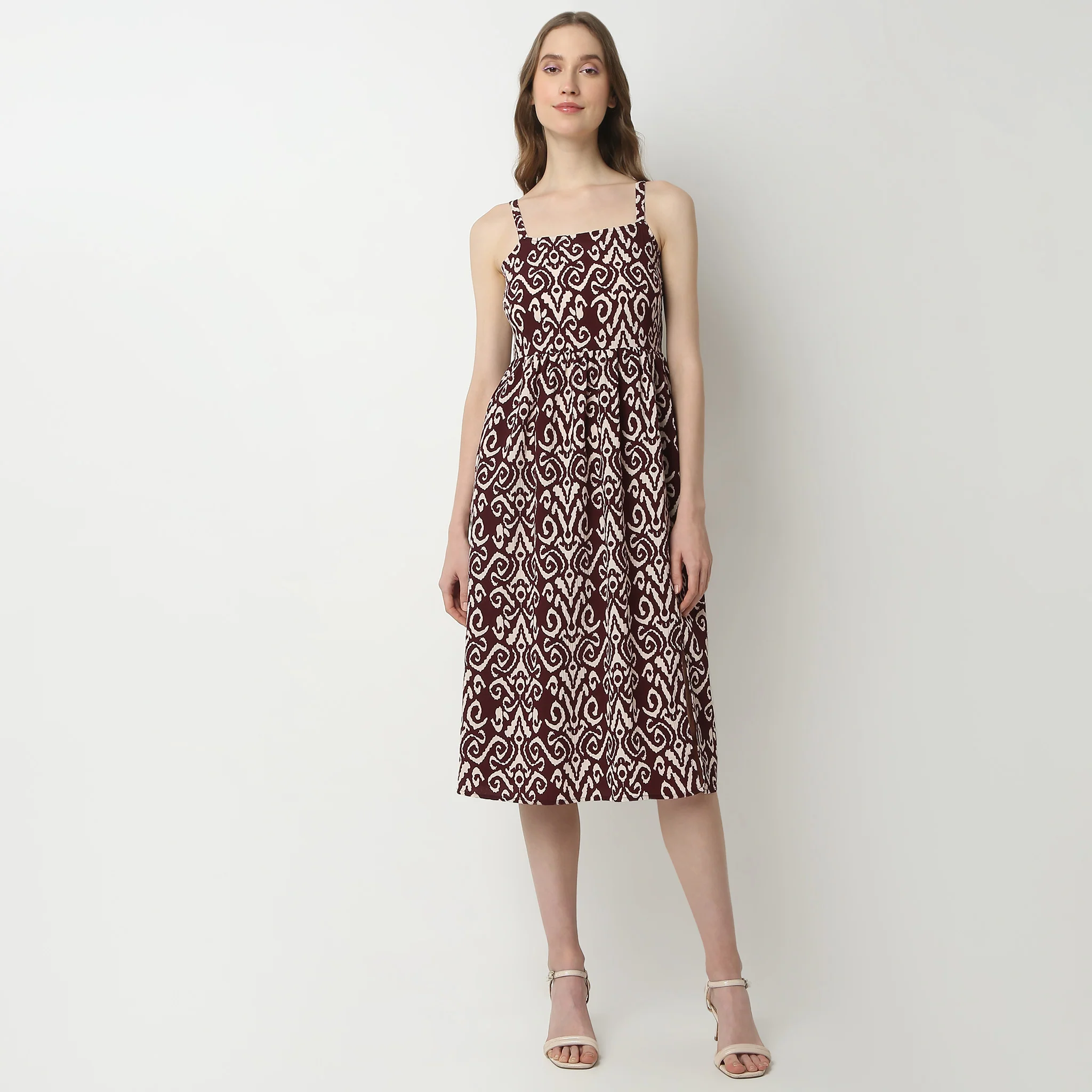 Printed Sleeveless Square Neck Twilight Above Knee Dress - Image 2