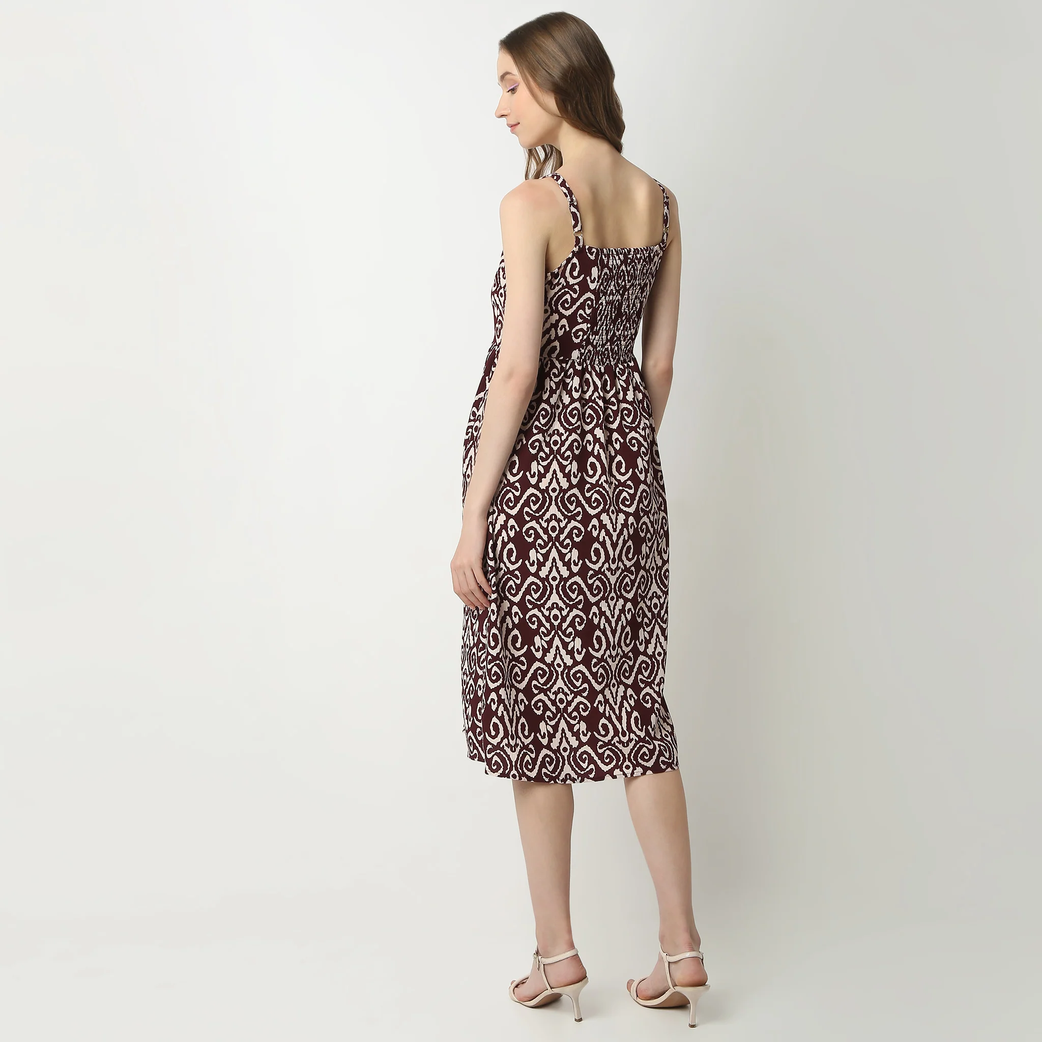 Printed Sleeveless Square Neck Twilight Above Knee Dress - Image 3