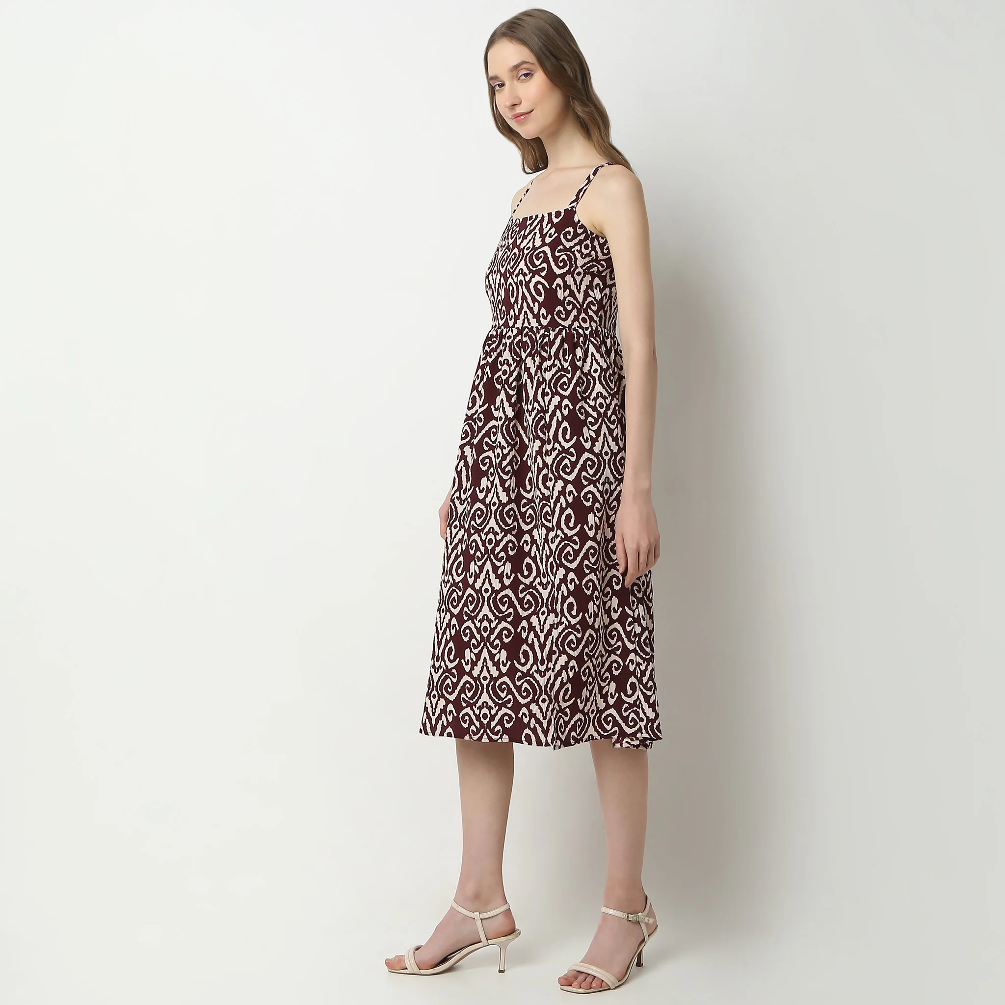 Printed Sleeveless Square Neck Twilight Above Knee Dress - Image 4