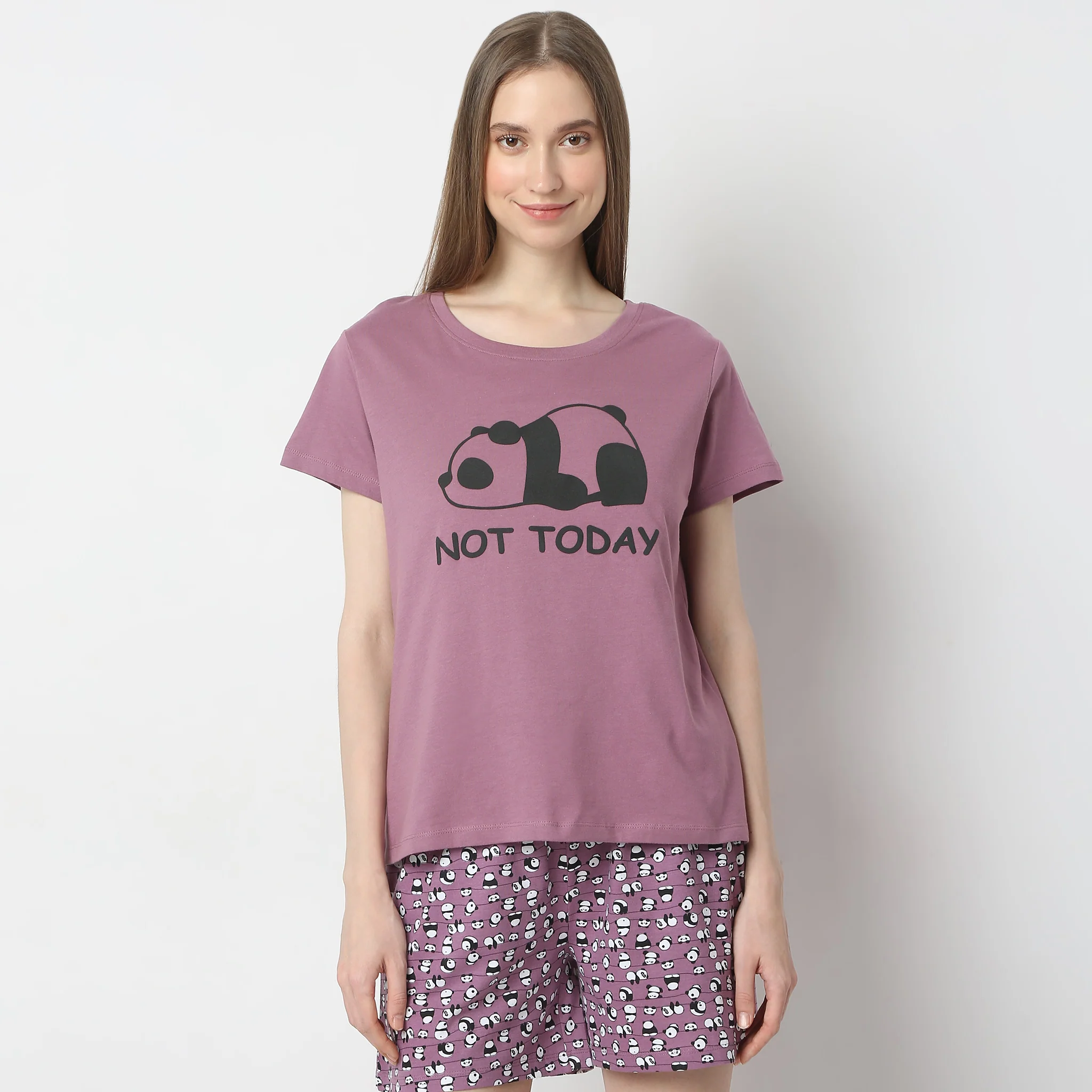Text Print Straight Short Sleeve Lounge T-Shirt - Image 2