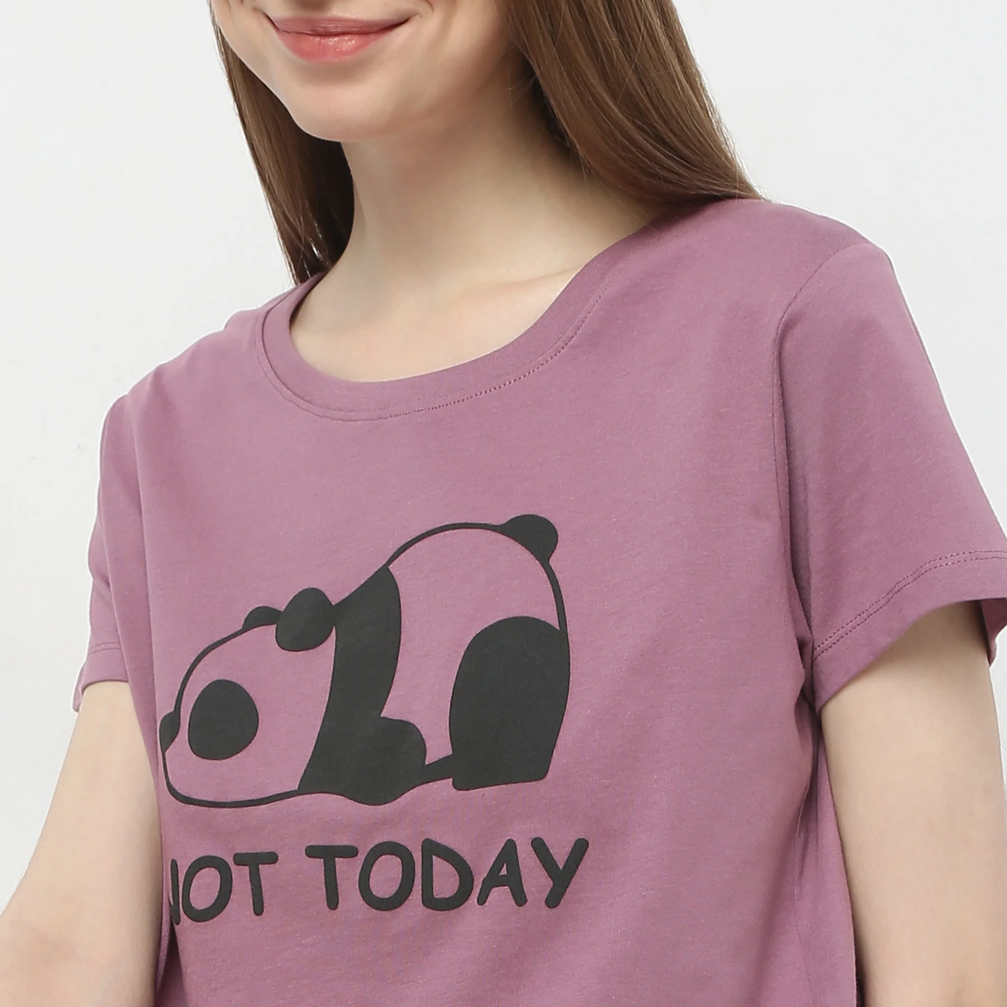 Text Print Straight Short Sleeve Lounge T-Shirt - Image 4