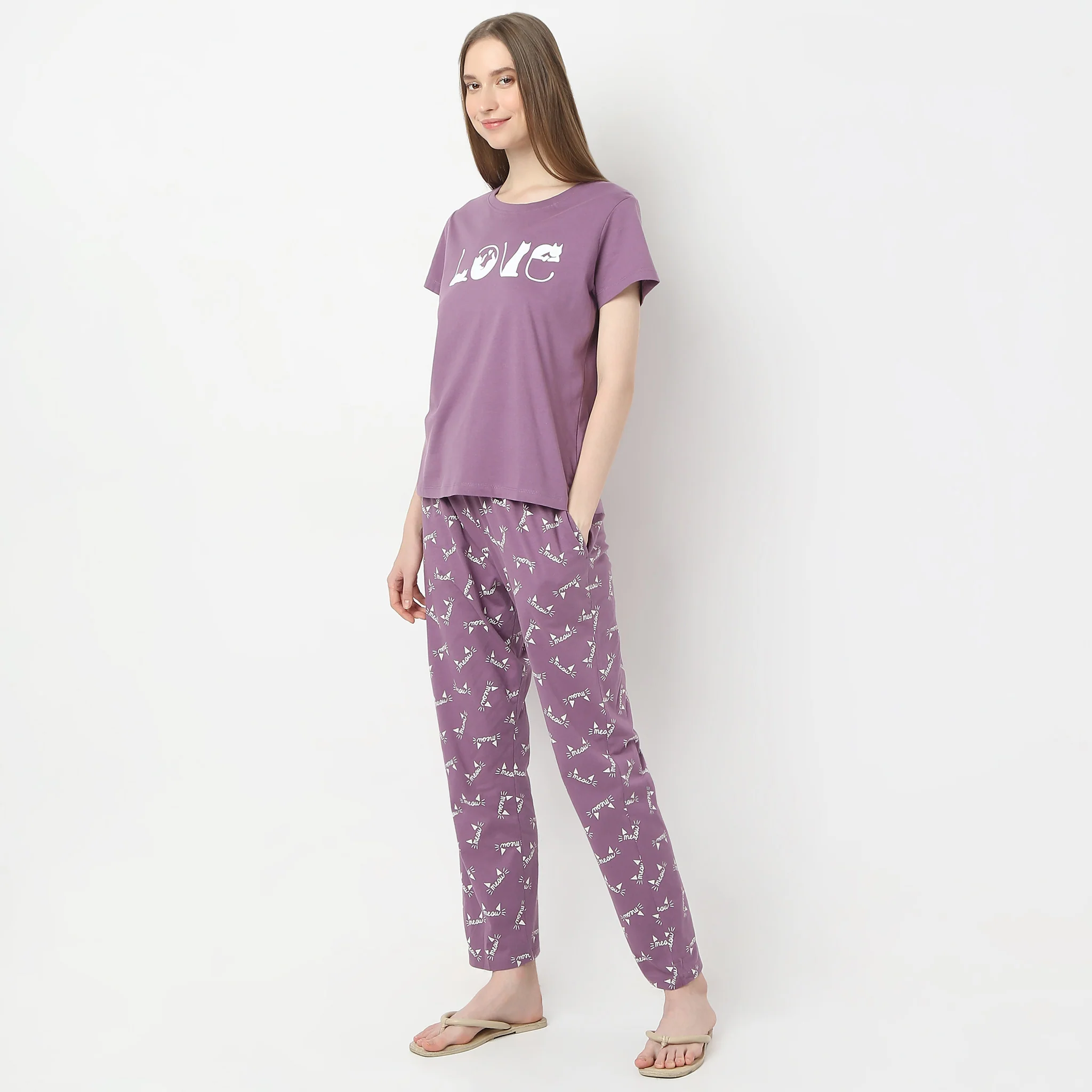 Printed Straight Short Sleeve Lounge T-Shirt