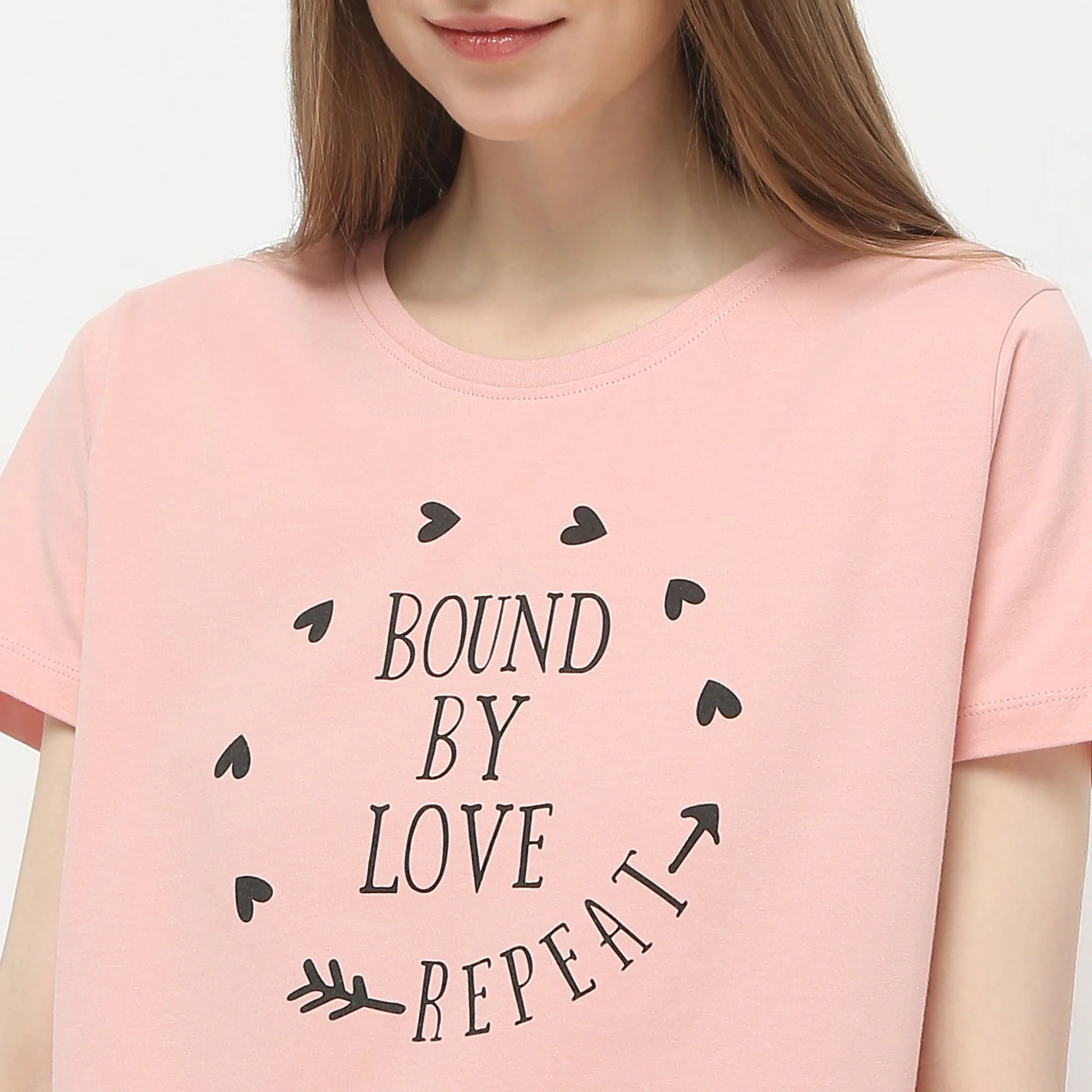 Text Print Straight Short Sleeve Lounge T-Shirt - Image 4
