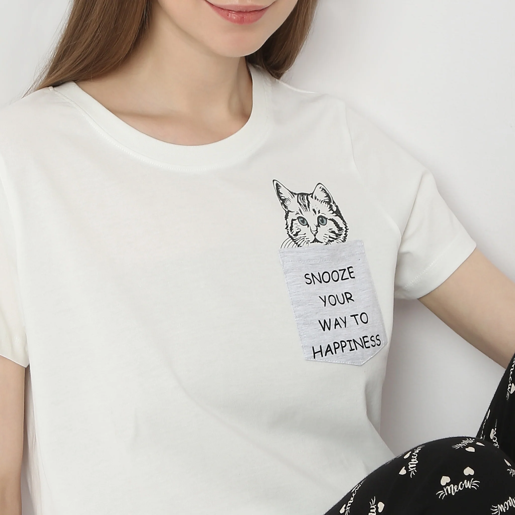 Animal Print Round Neck Short Sleeve Lounge T-Shirt - Image 4