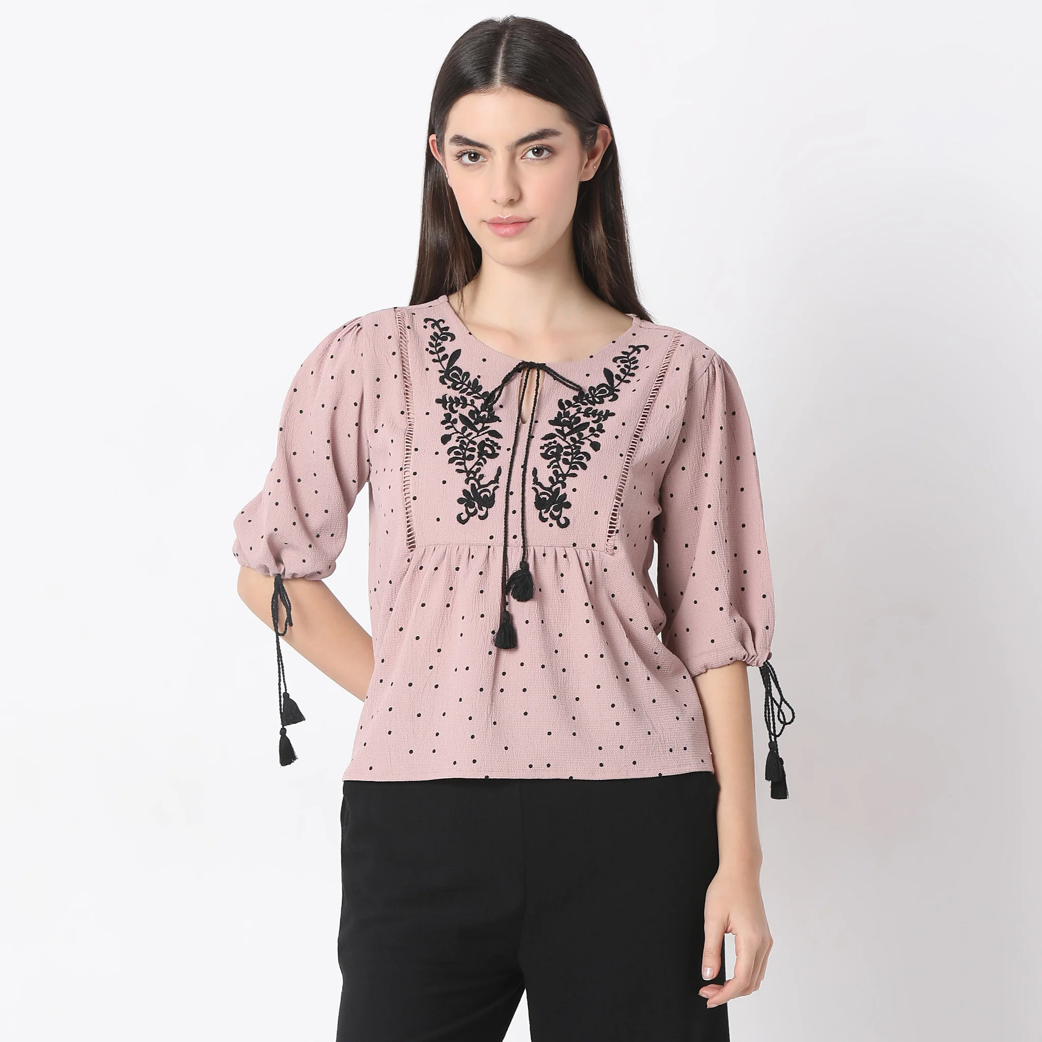 Printed Woven Half Sleeve Top - Image 2