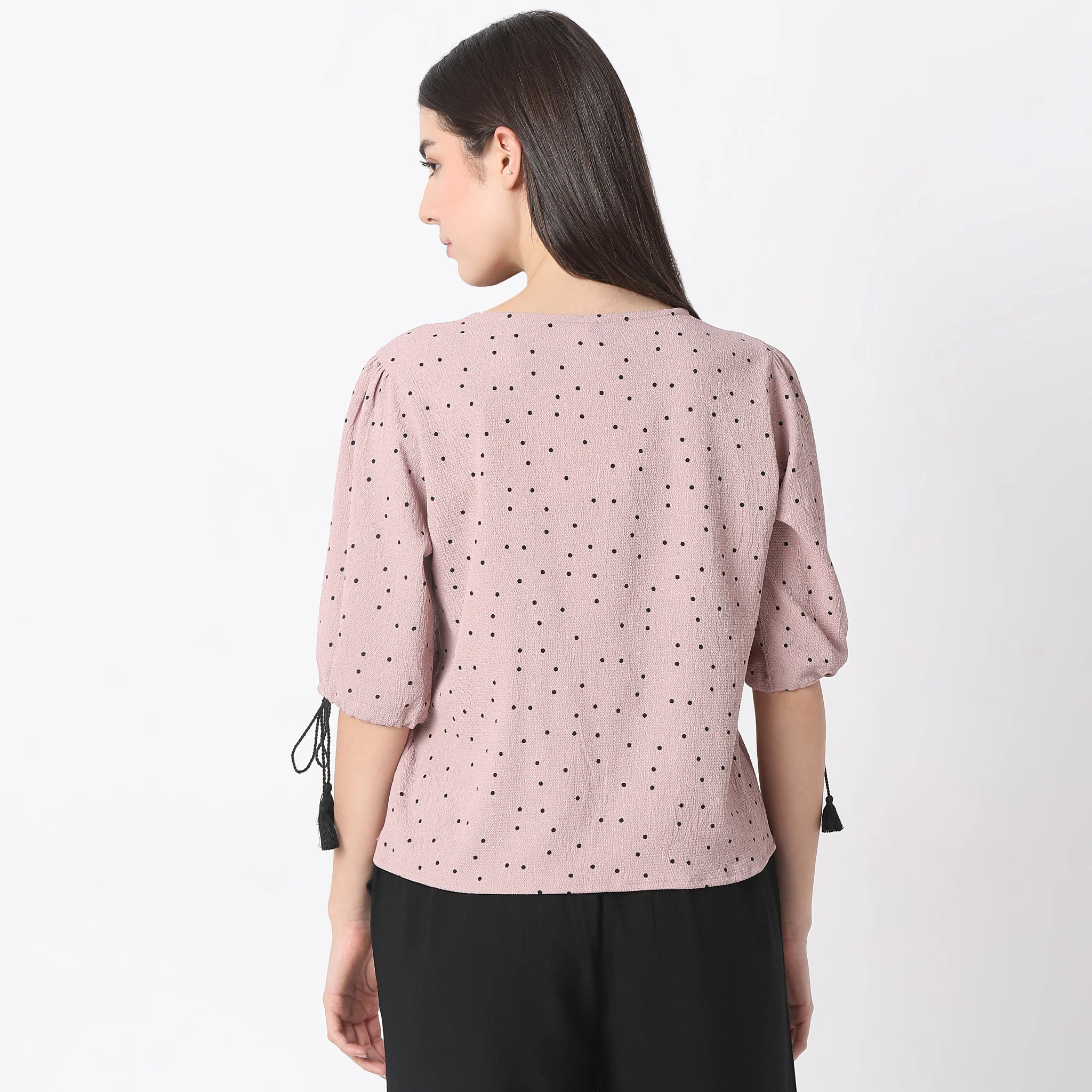 Printed Woven Half Sleeve Top - Image 3