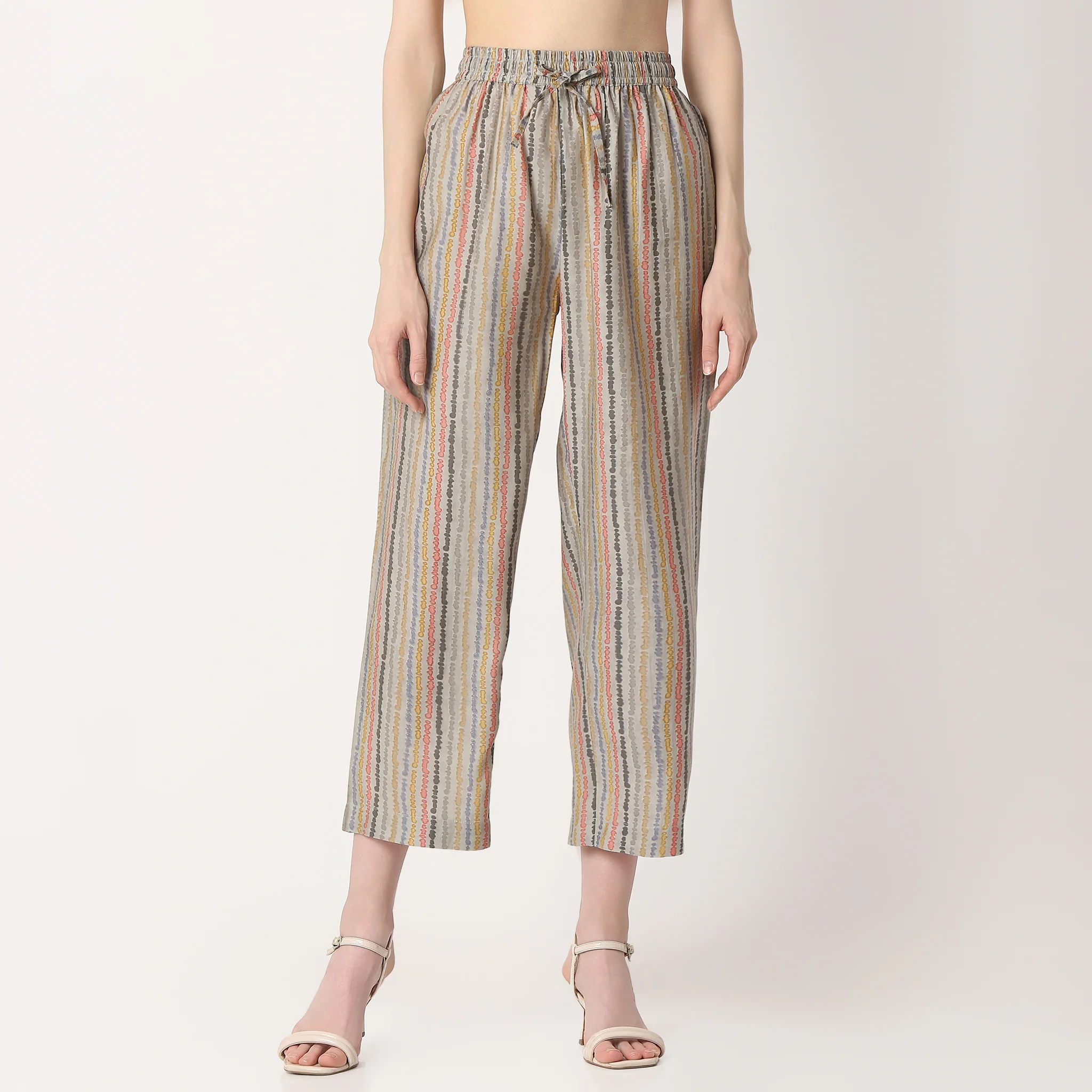 Printed V-Neck Straight Kurta With Pant Set - Image 6