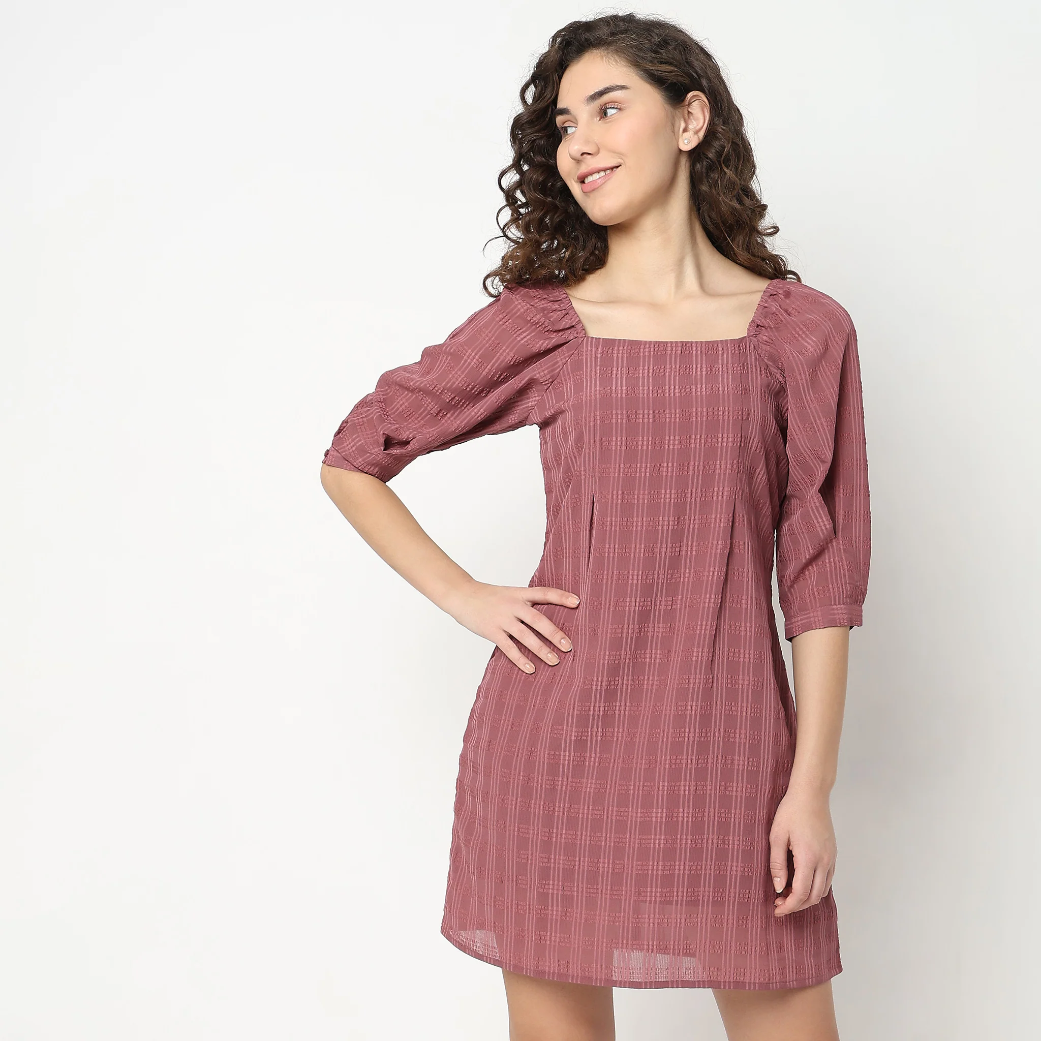 Regular Fit Self Dress - Image 2