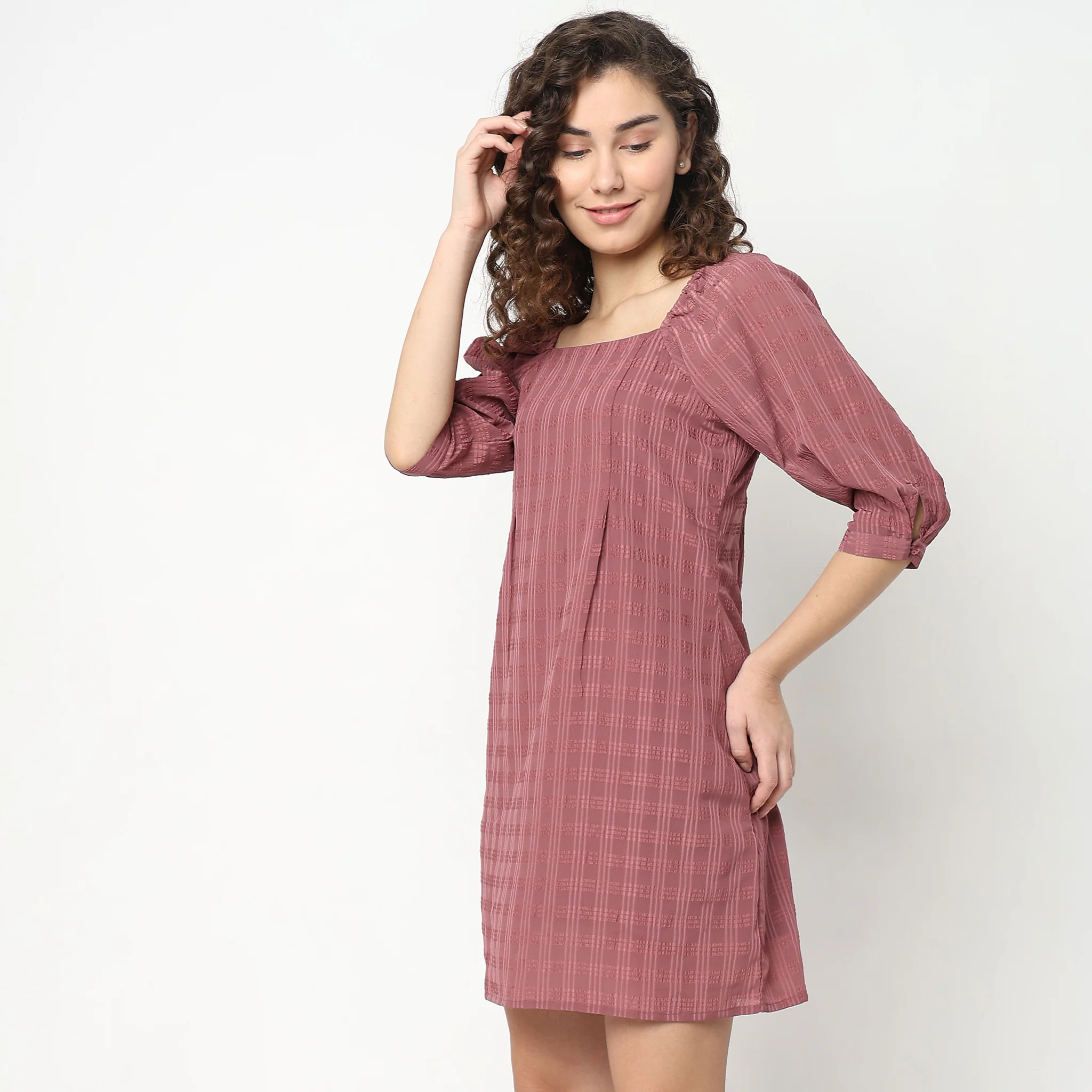 Regular Fit Self Dress - Image 5