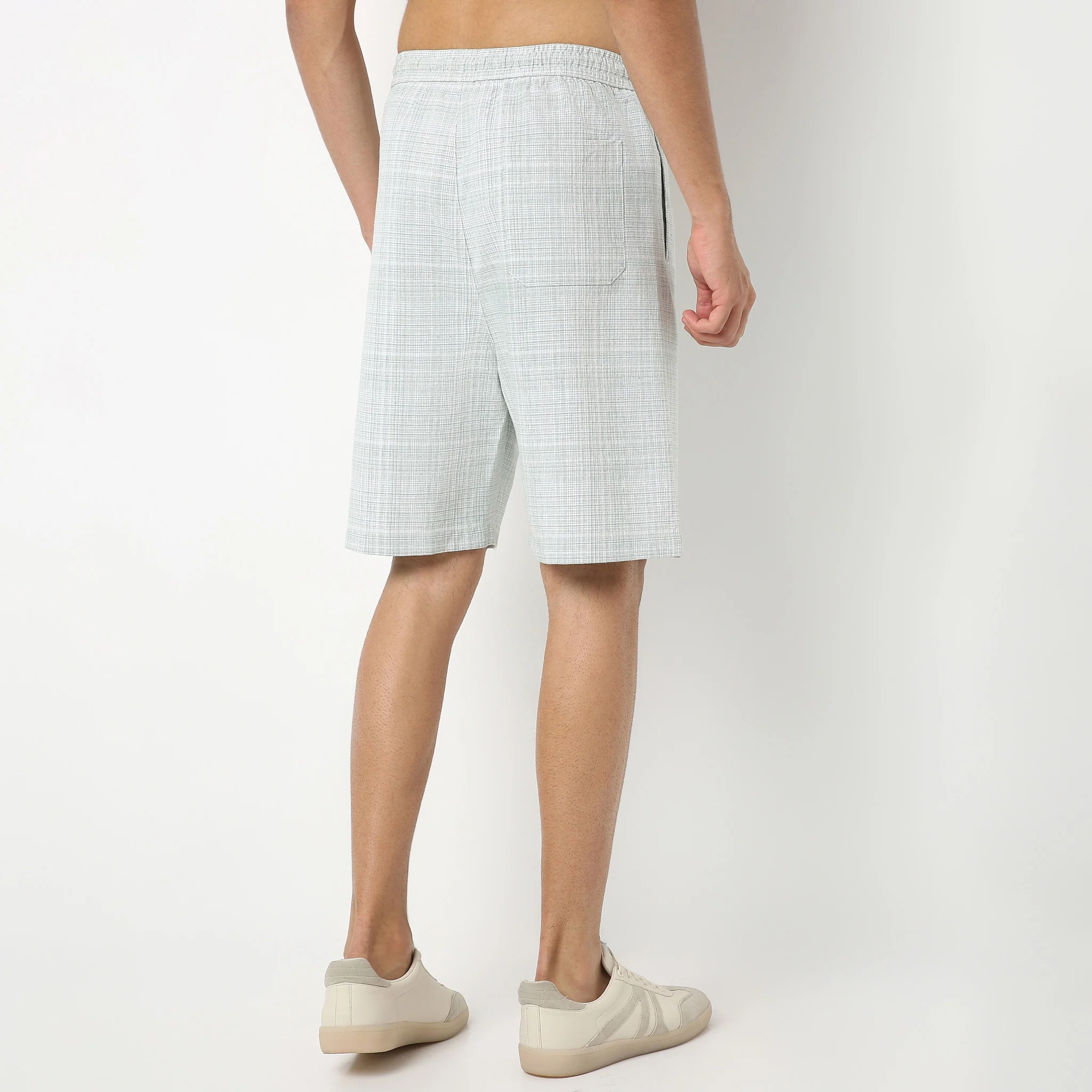 Above Knee Solid Yarn Dyed Textured Pull-On Mood Shorts - Image 3
