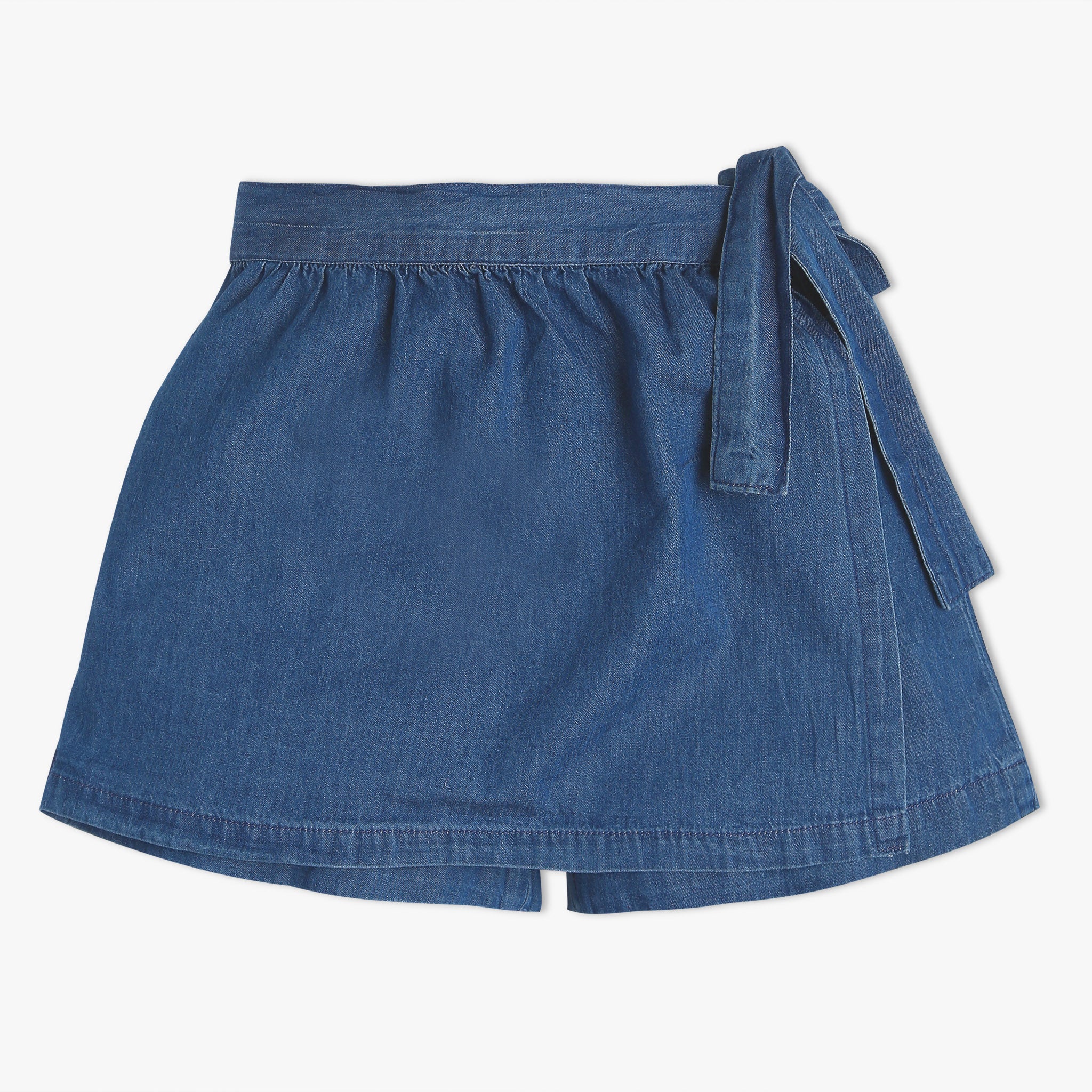 Girls Above Knee Solid Denim Skort