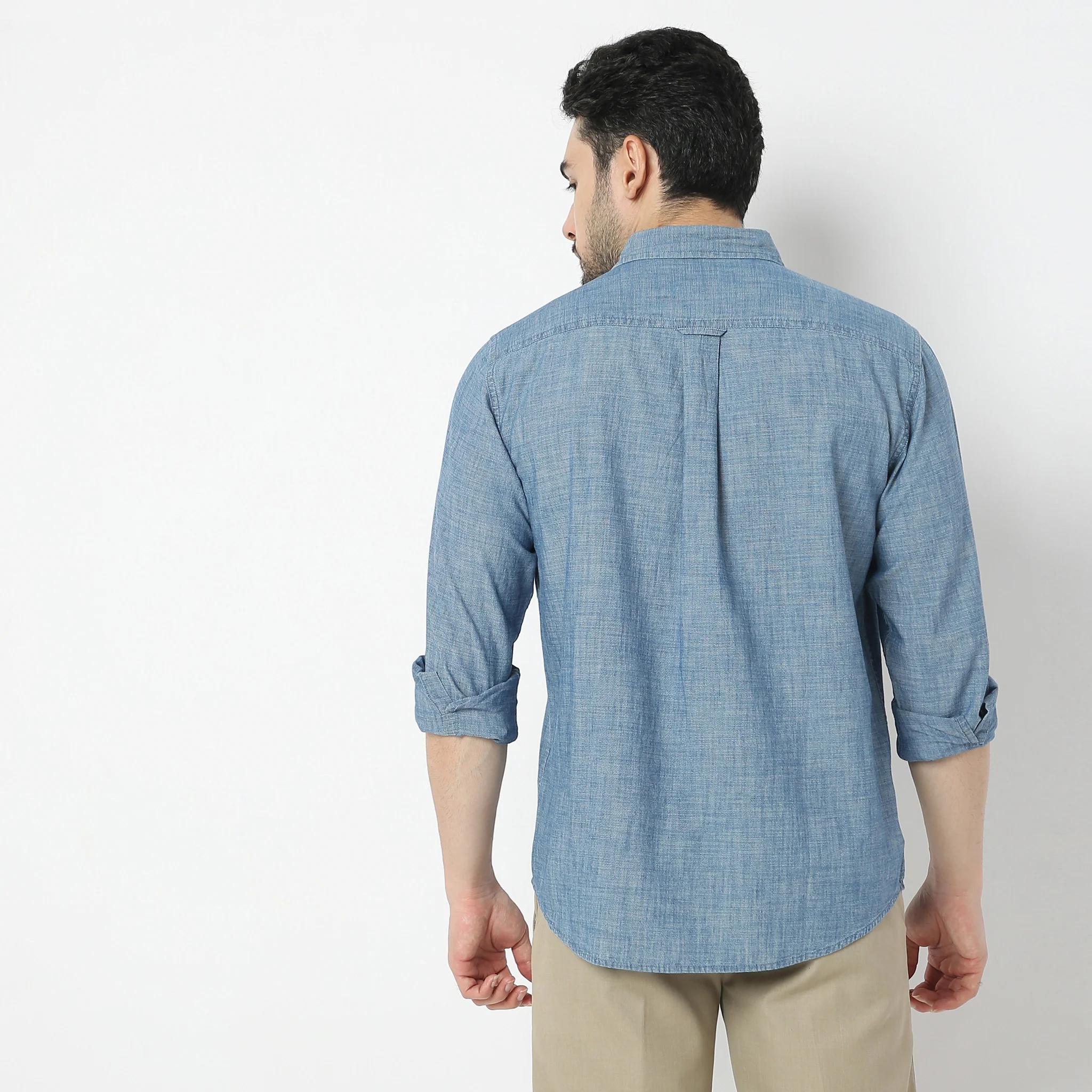 Alpha™ Shirt - Authentic Indigo Slub Denim Shirt - Modern 2 Pocket Regular Fit - Image 3