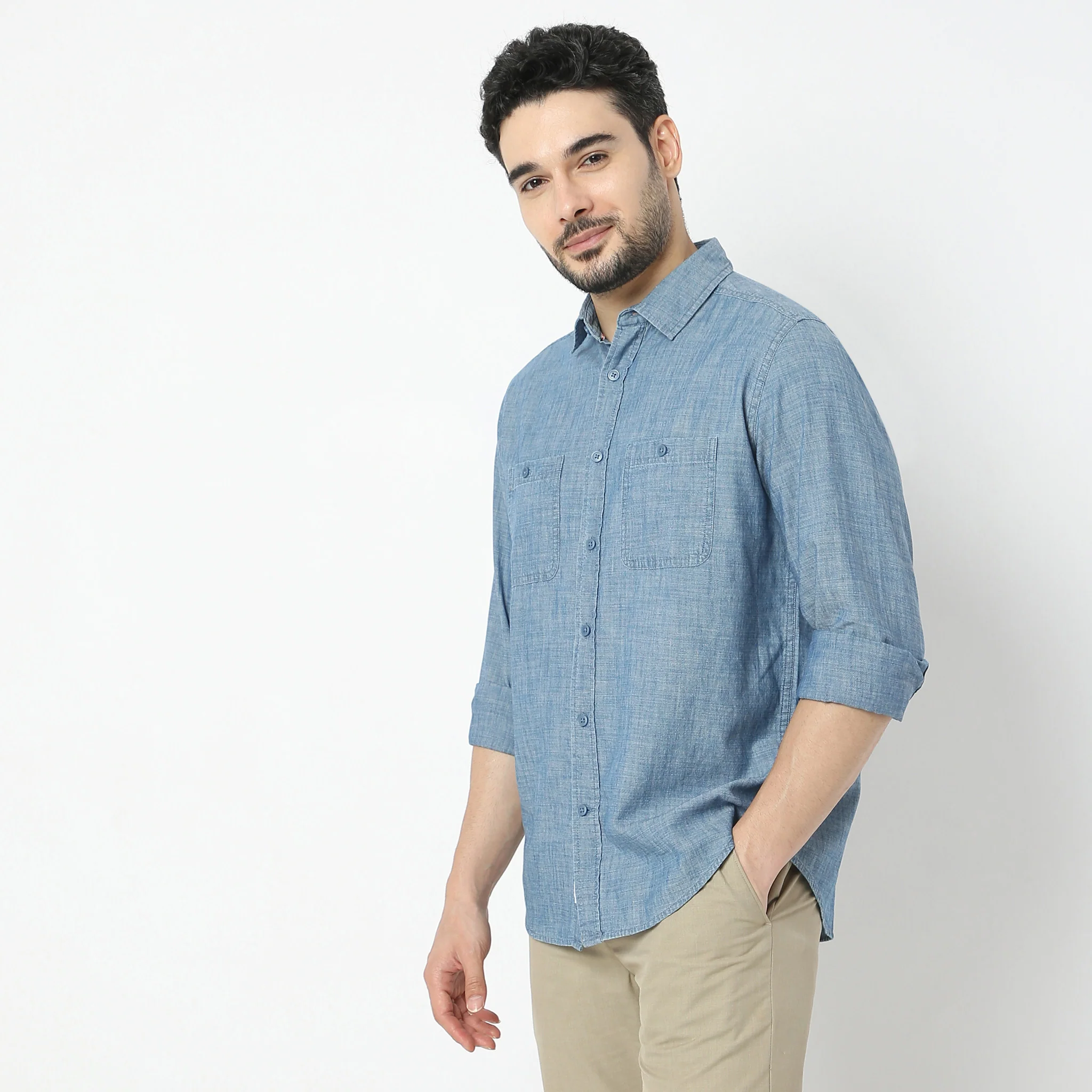 Alpha™ Shirt - Authentic Indigo Slub Denim Shirt - Modern 2 Pocket Regular Fit - Image 5