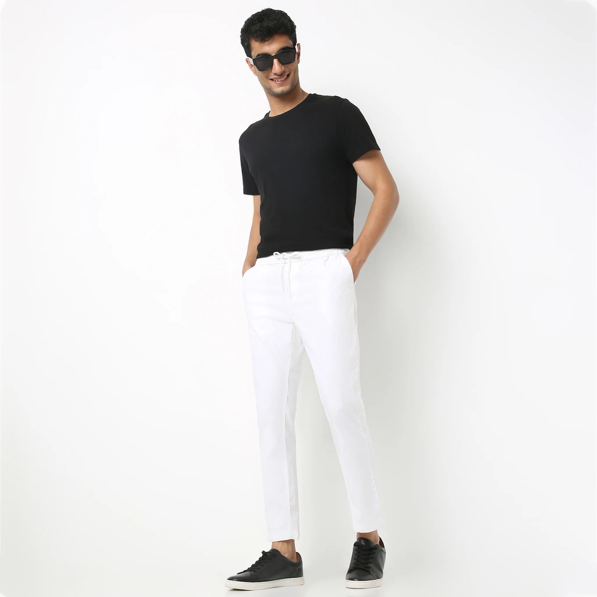Retreatersᵉˣ - Ankle Length Lounge Pants Solid Structure Fabric