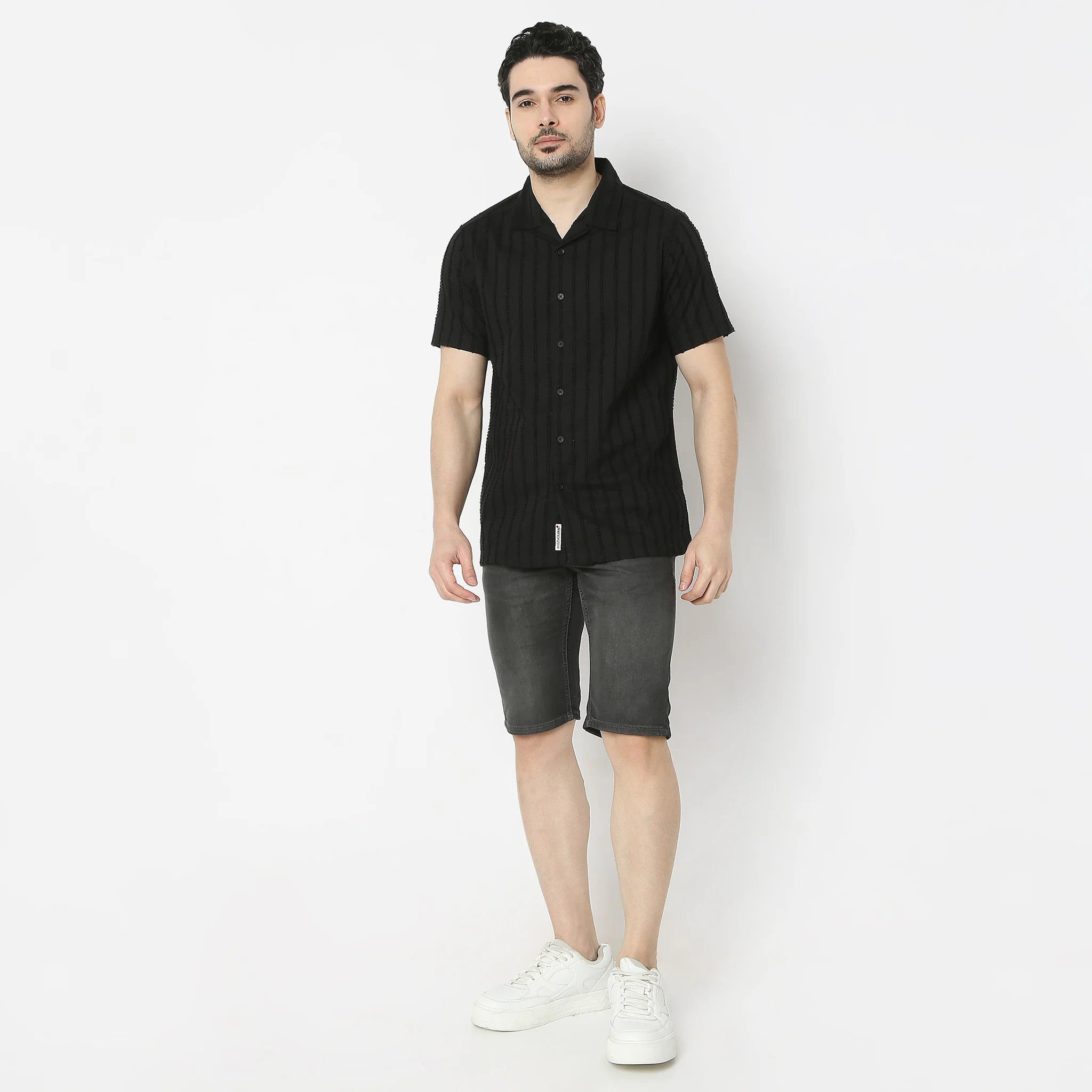 Camp Collar Half Sleeve Solid Bea Shirt - Image 2