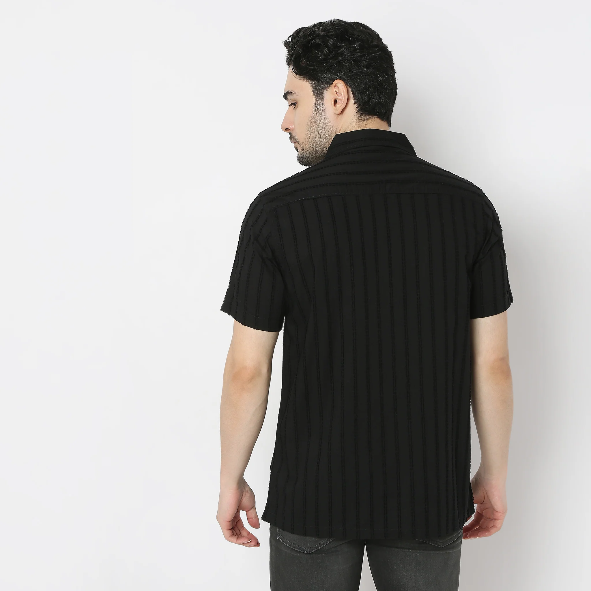 Camp Collar Half Sleeve Solid Bea Shirt - Image 3
