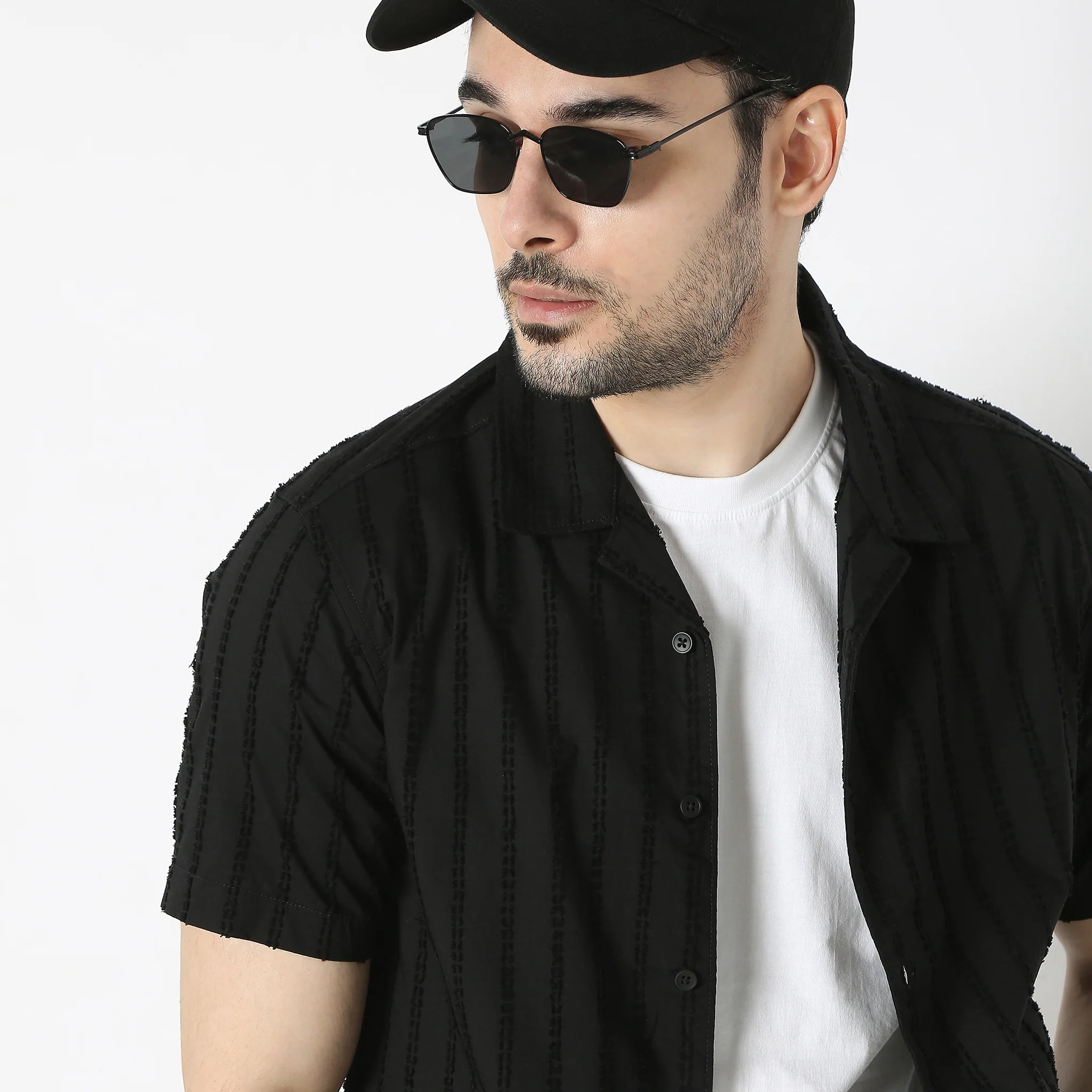 Camp Collar Half Sleeve Solid Bea Shirt - Image 4