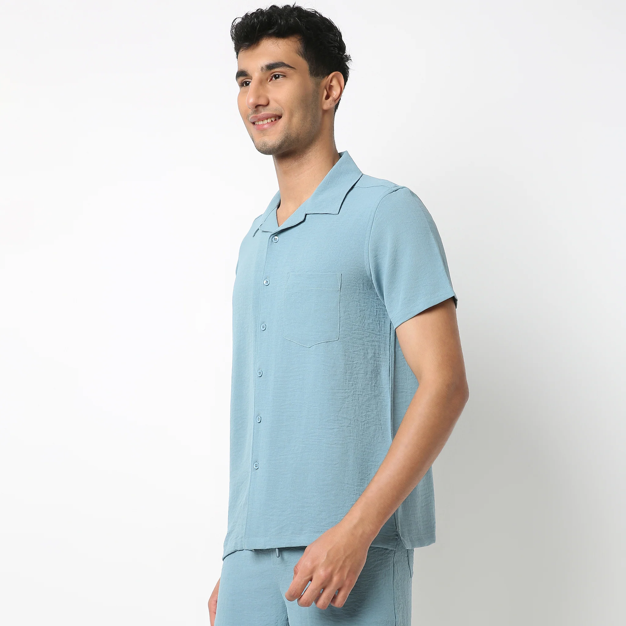 Camp Collar Half Sleeve Lounge Cuban Solid Shirt - Image 10